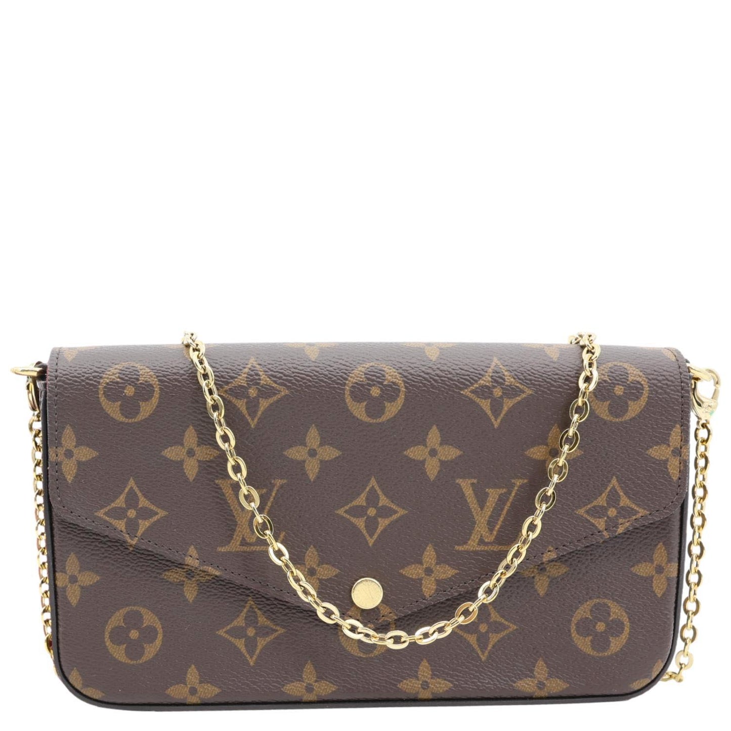 LOUIS VUITTON Felicie Pochette Monogram Canvas Crossbody Bag Brown