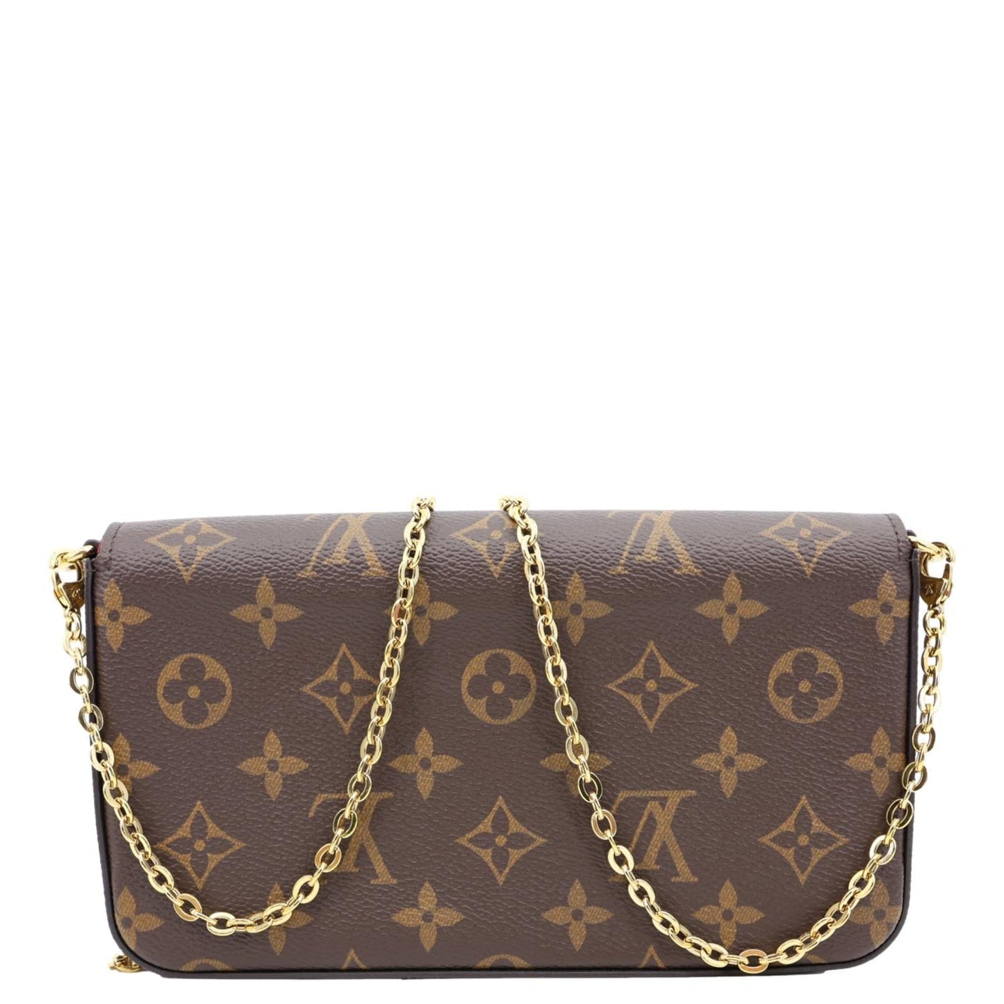 LOUIS VUITTON Felicie Pochette Monogram Canvas Crossbody Bag Brown