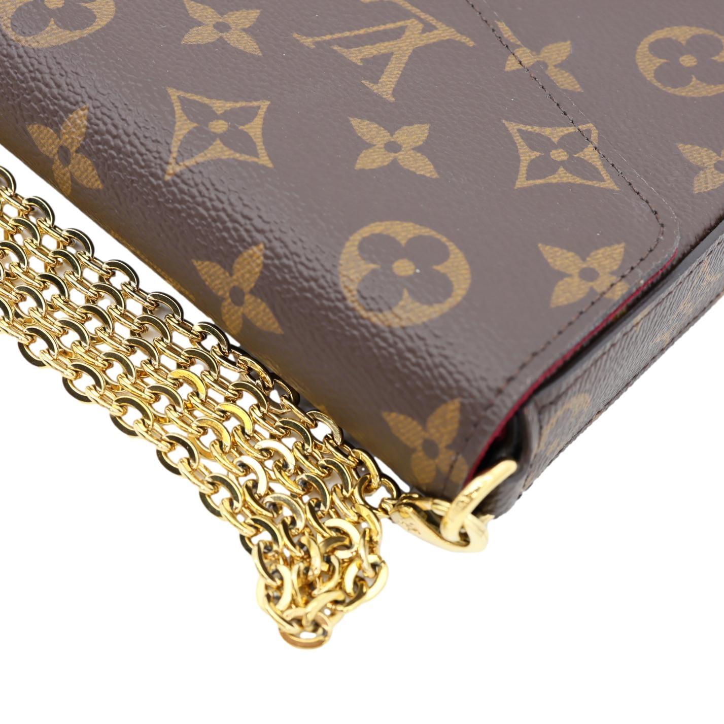LOUIS VUITTON Felicie Pochette Monogram Canvas Crossbody Bag Brown