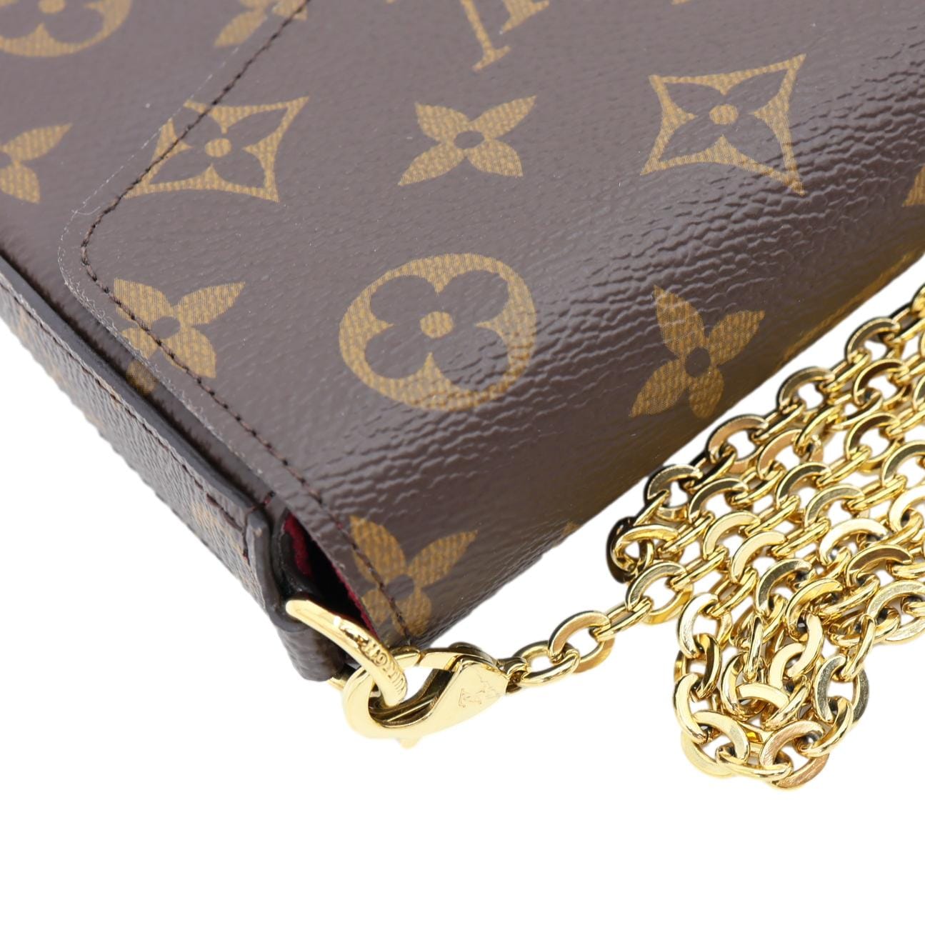 LOUIS VUITTON Felicie Pochette Monogram Canvas Crossbody Bag Brown