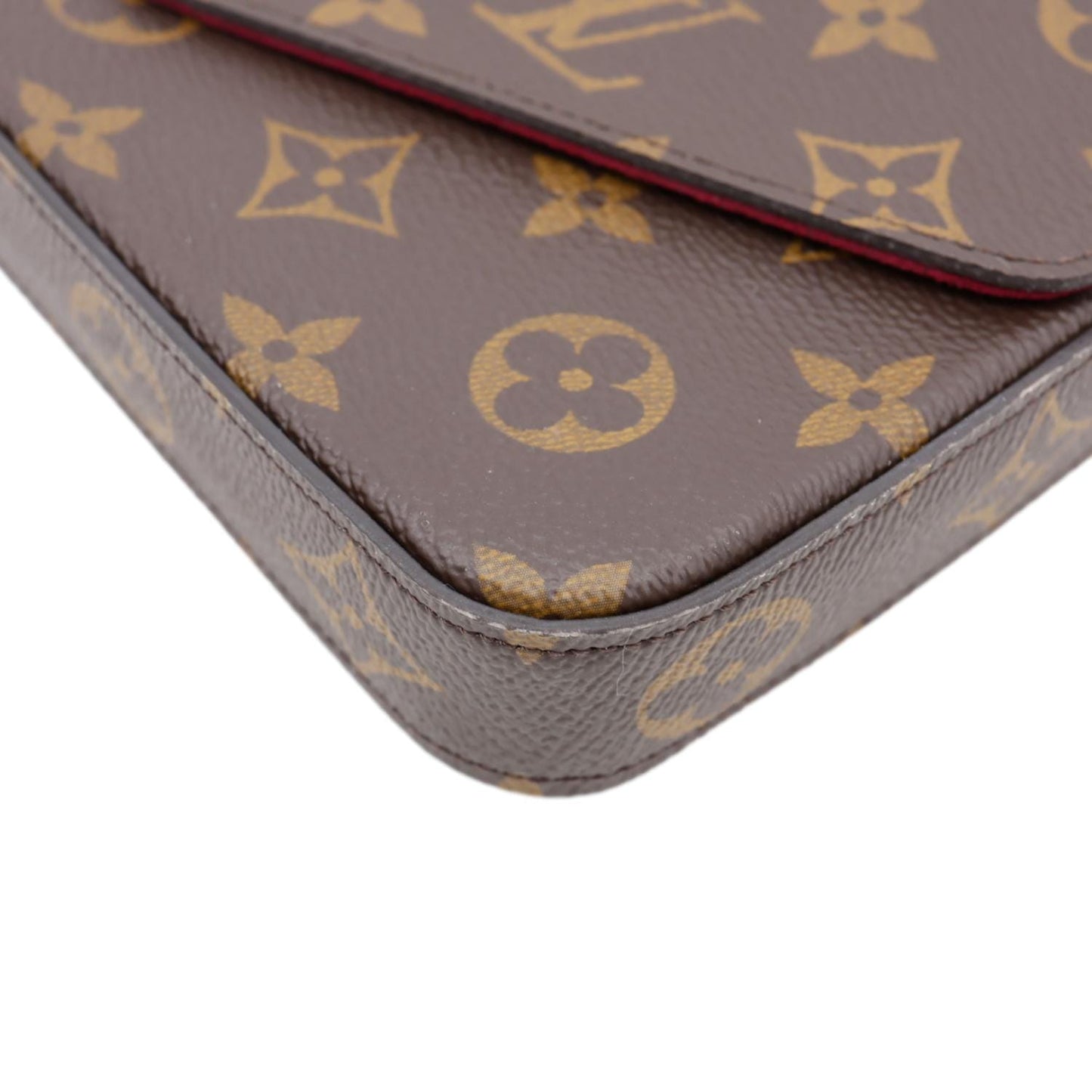 LOUIS VUITTON Felicie Pochette Monogram Canvas Crossbody Bag Brown