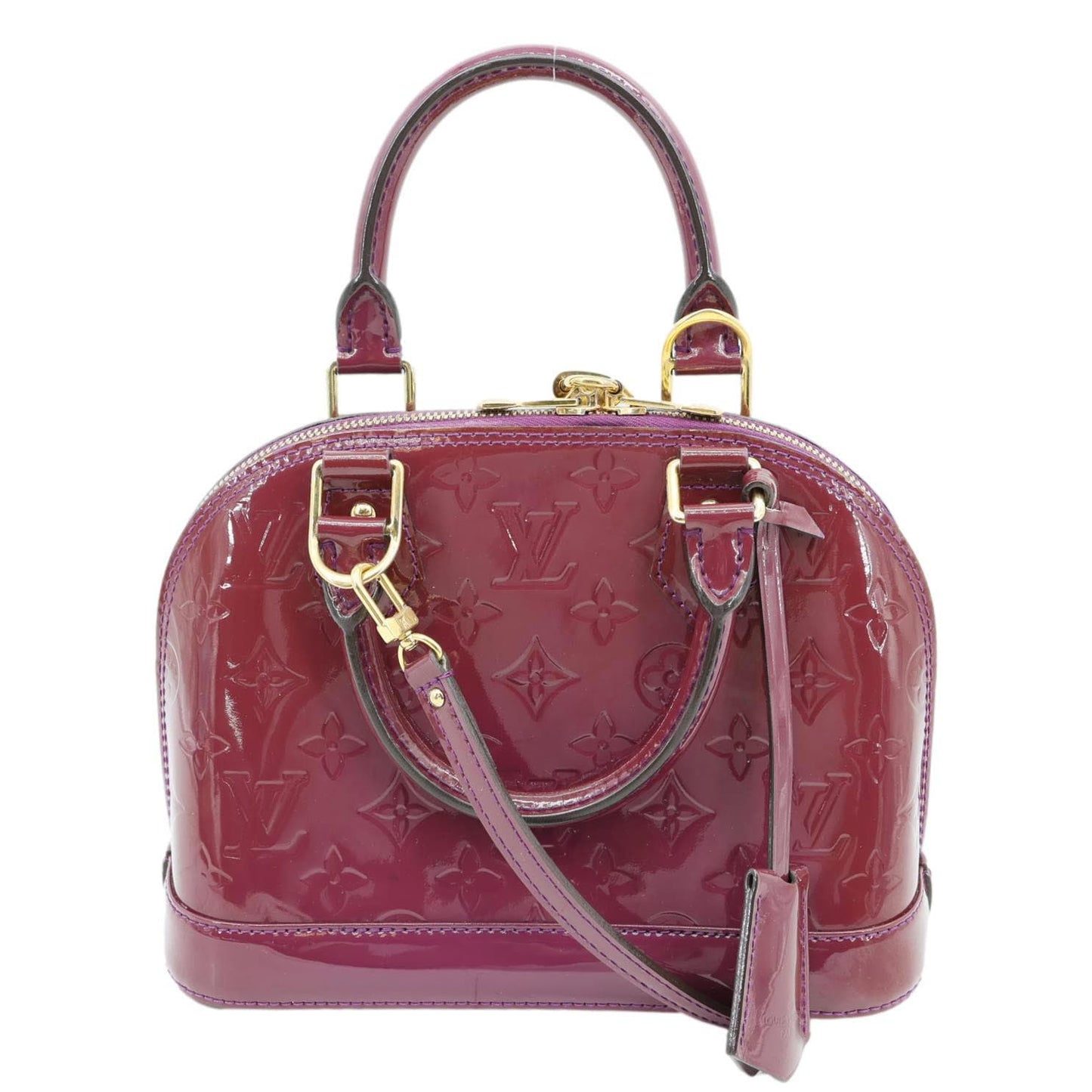 LOUIS VUITTON Alma BB Monogram Vernis Satchel Bag Red