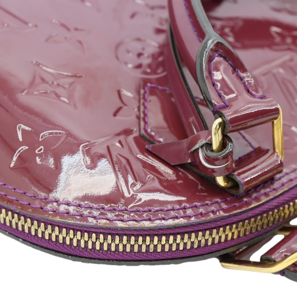 LOUIS VUITTON Alma BB Monogram Vernis Satchel Bag Red