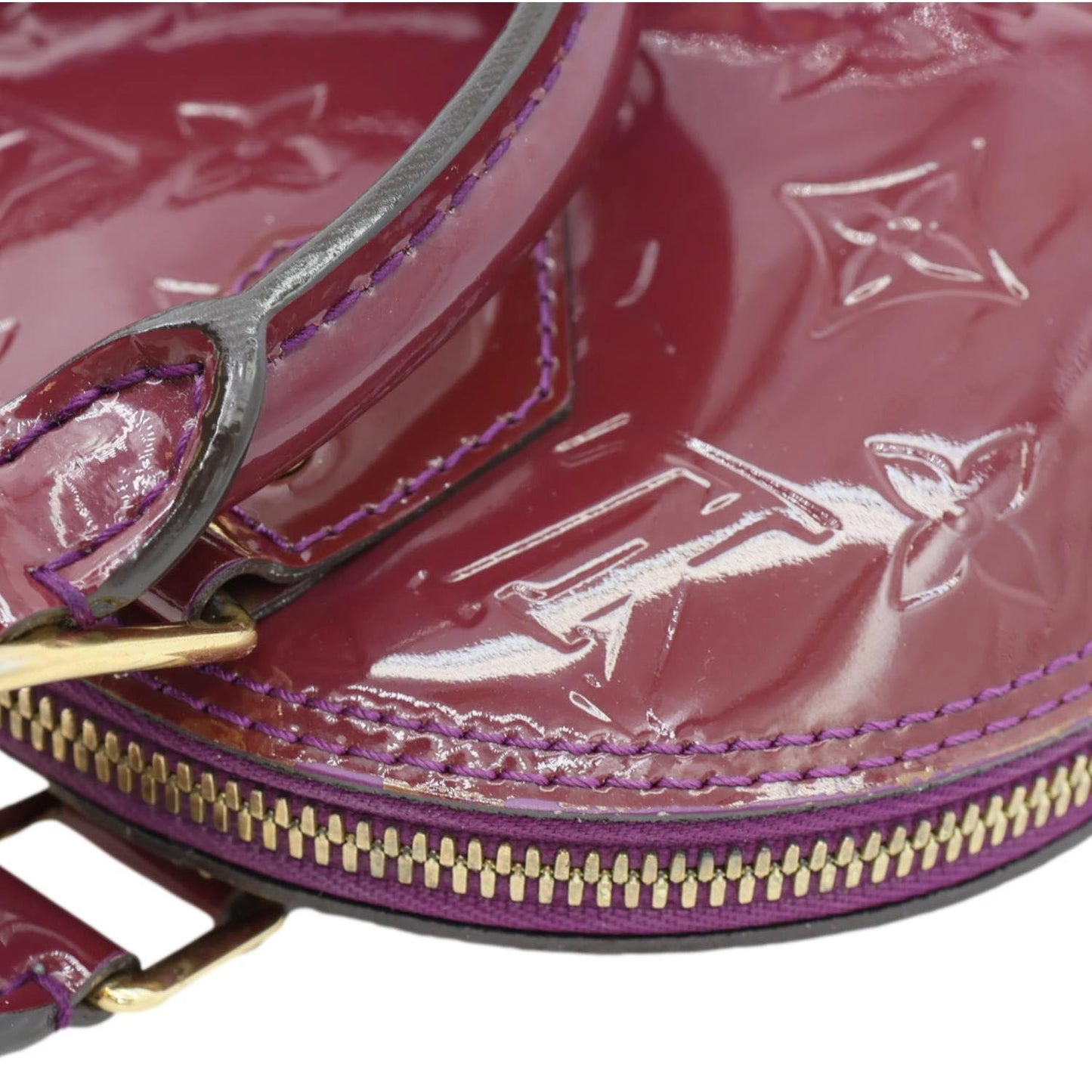 LOUIS VUITTON Alma BB Monogram Vernis Satchel Bag Red