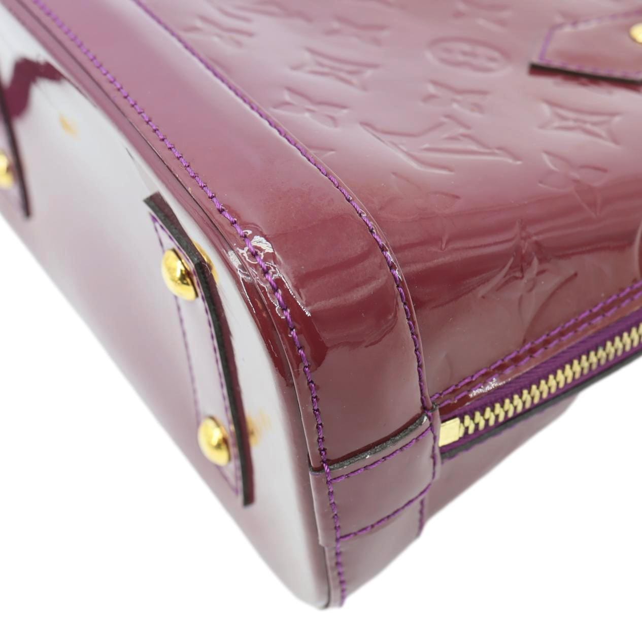 LOUIS VUITTON Alma BB Monogram Vernis Satchel Bag Red