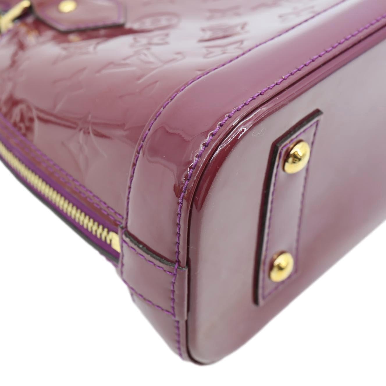 LOUIS VUITTON Alma BB Monogram Vernis Satchel Bag Red