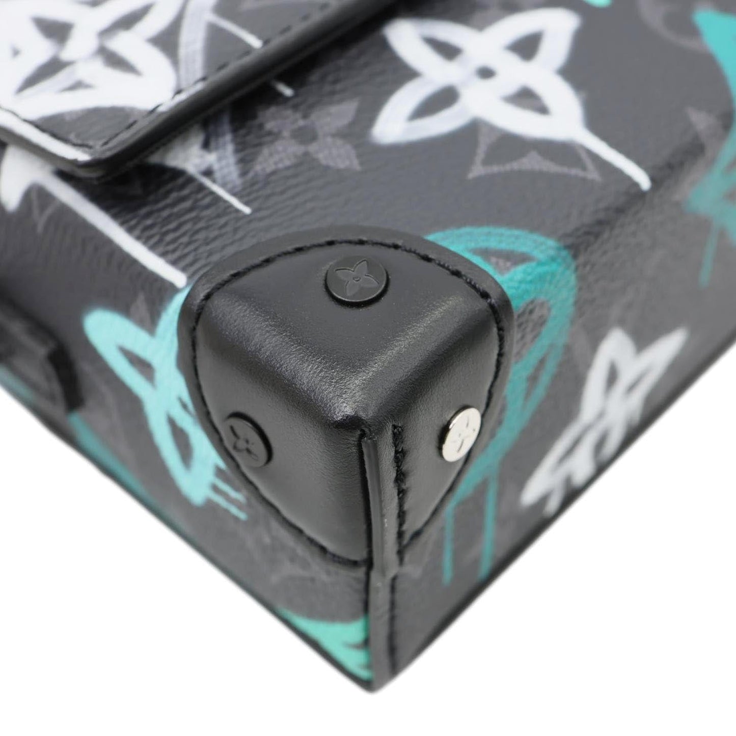 LOUIS VUITTON Graffiti LV Steamer Monogram Eclipse Canvas Crossbody Wallet Grey