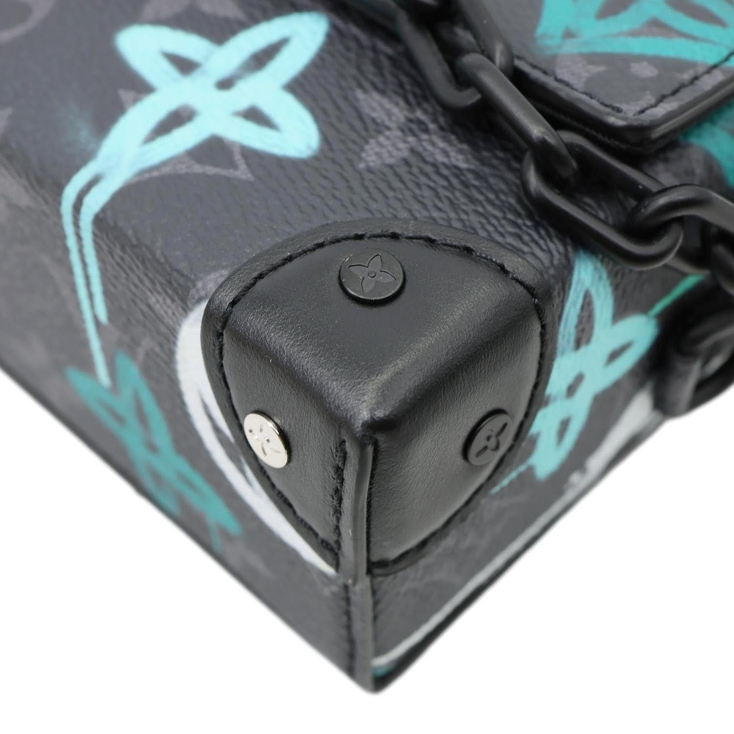 LOUIS VUITTON Graffiti LV Steamer Monogram Eclipse Canvas Crossbody Wallet Grey