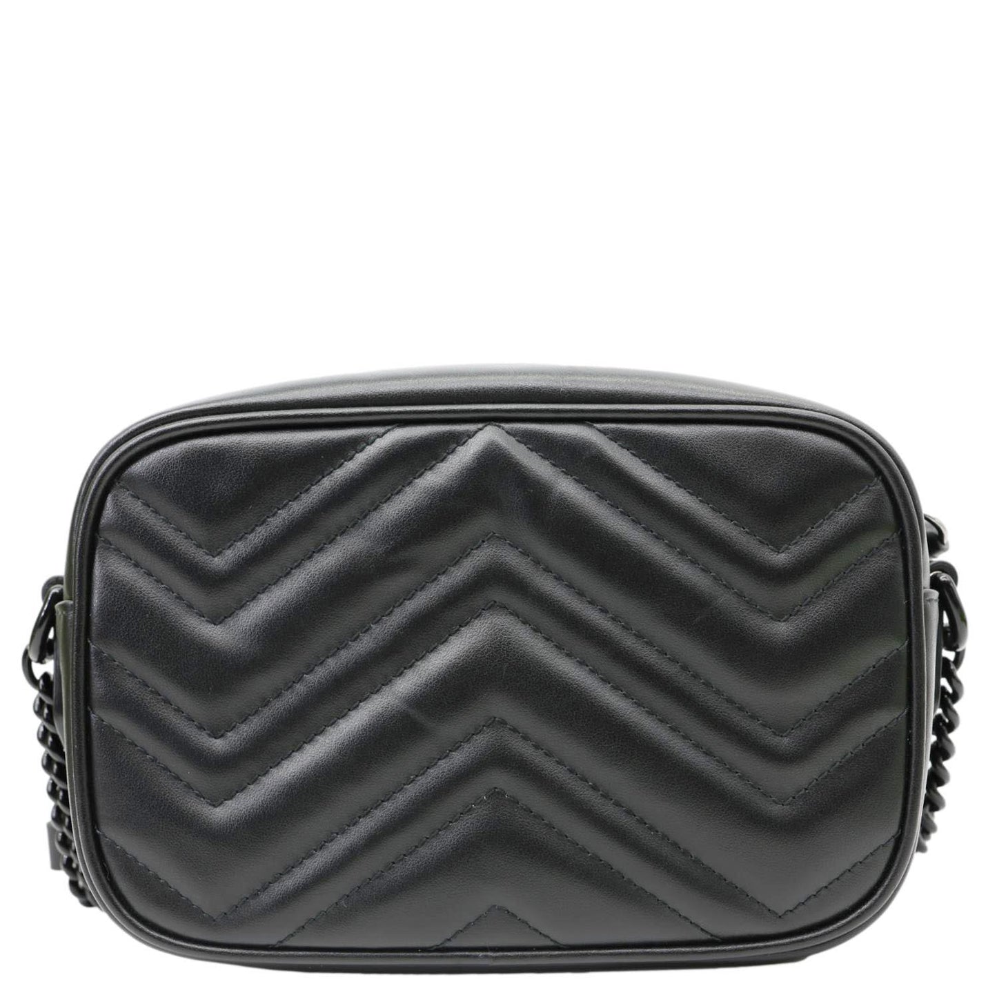 GUCCI GG Marmont Mini Matelasse Chevron Leather Camera Bag Black 634936