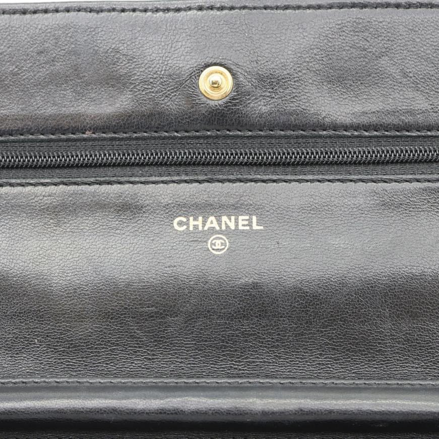 CHANEL WOC Quilted Lambskin Leather Crossbody Bag Black