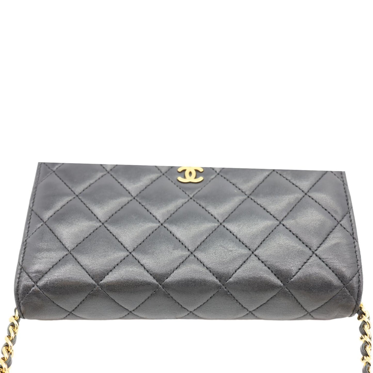 CHANEL WOC Quilted Lambskin Leather Crossbody Bag Black