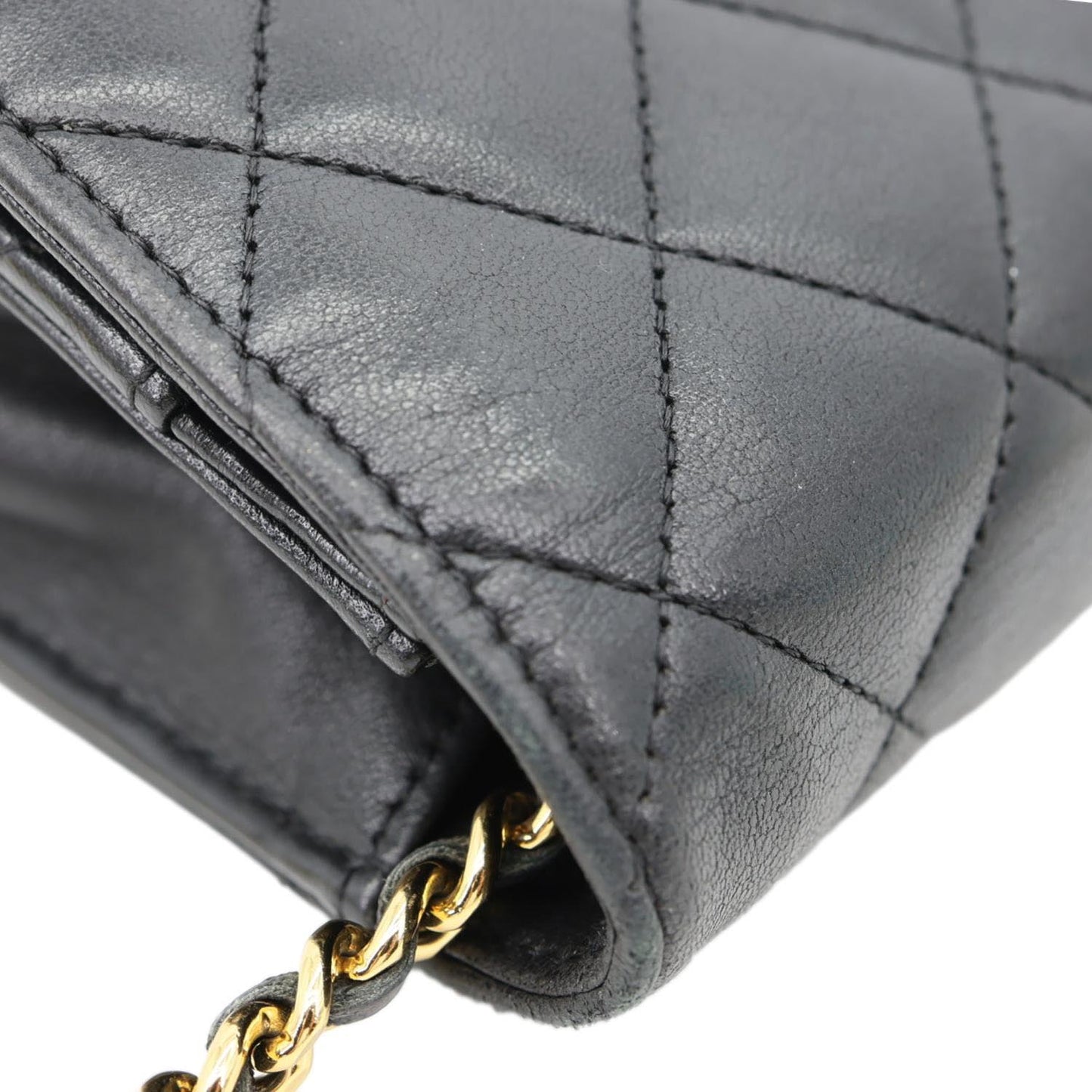CHANEL WOC Quilted Lambskin Leather Crossbody Bag Black