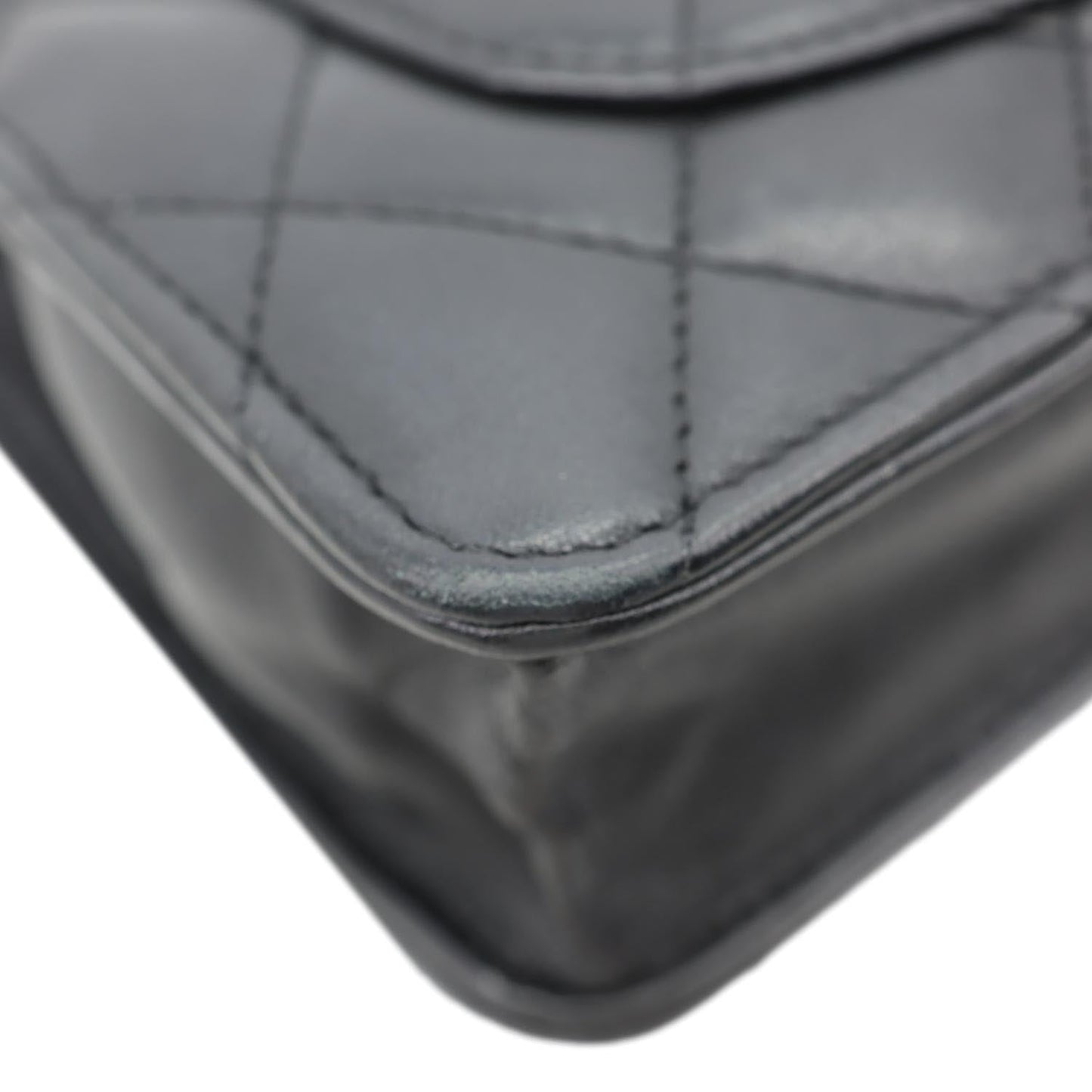 CHANEL WOC Quilted Lambskin Leather Crossbody Bag Black