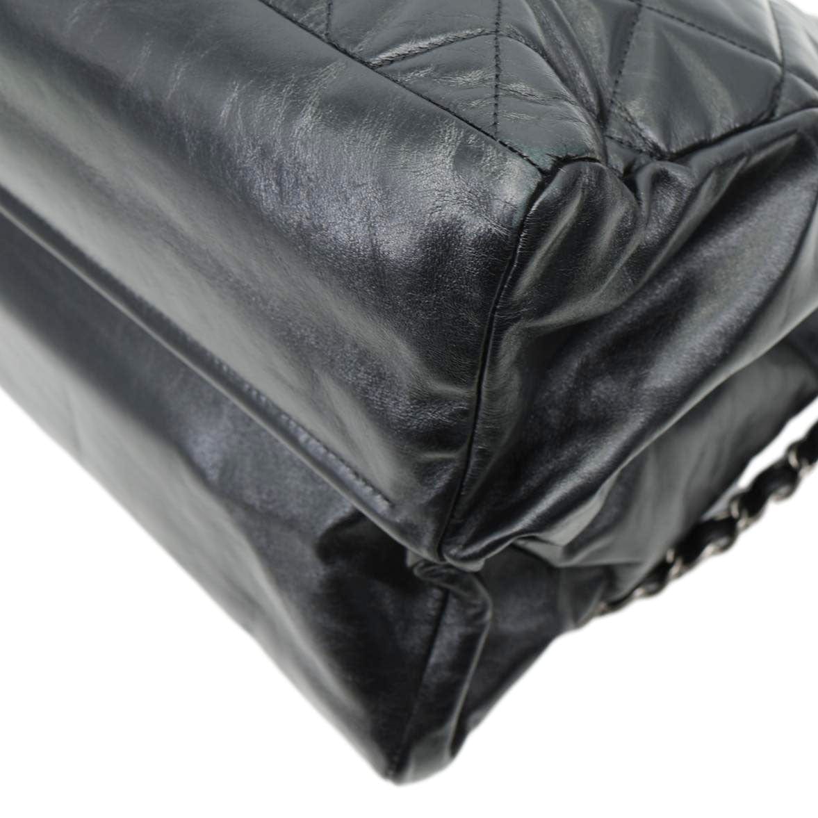 CHANEL Portobello Quilted Calfskin Leather Chain Tote Bag Black