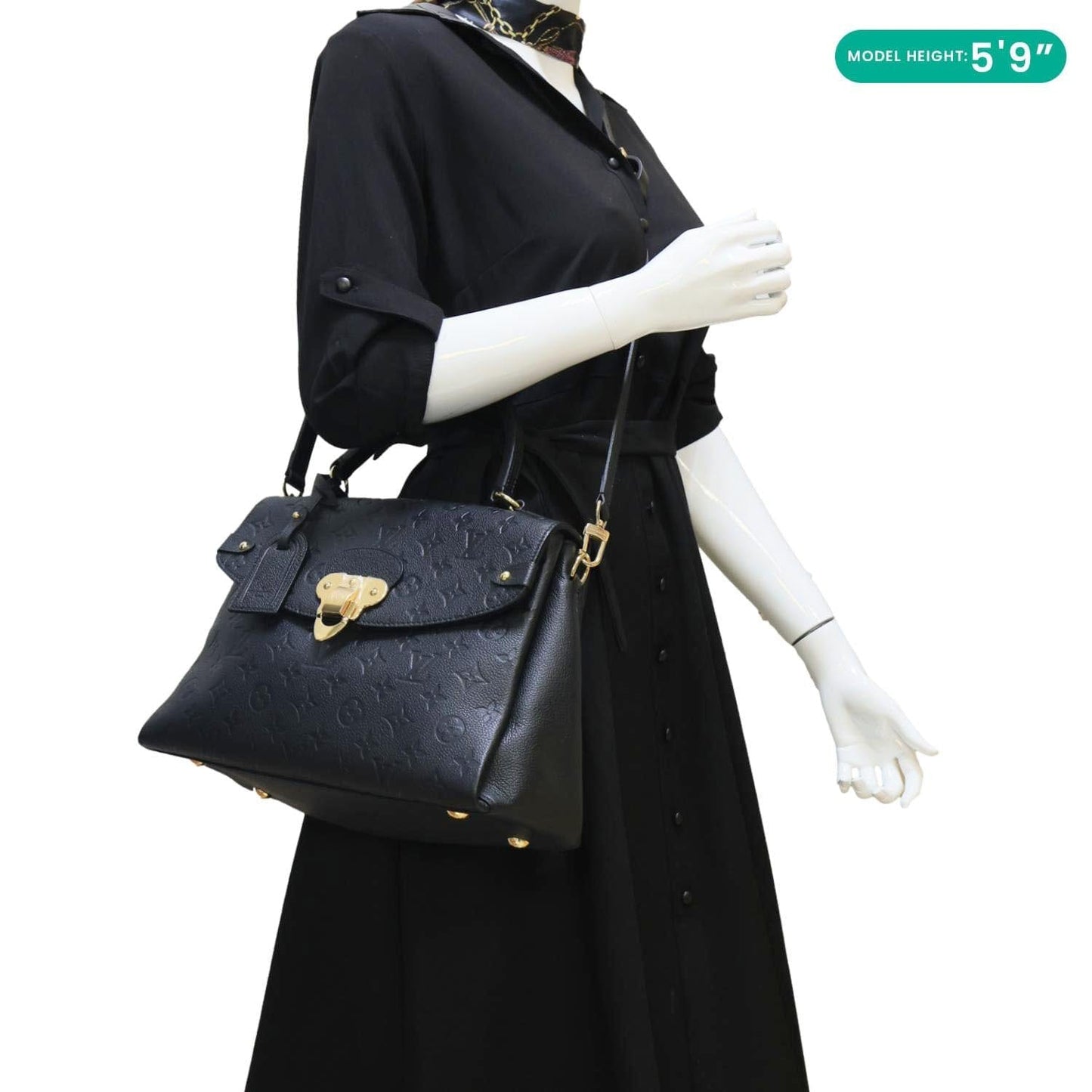 LOUIS VUITTON Georges MM Empreinte Monogram Leather Shoulder Bag Black