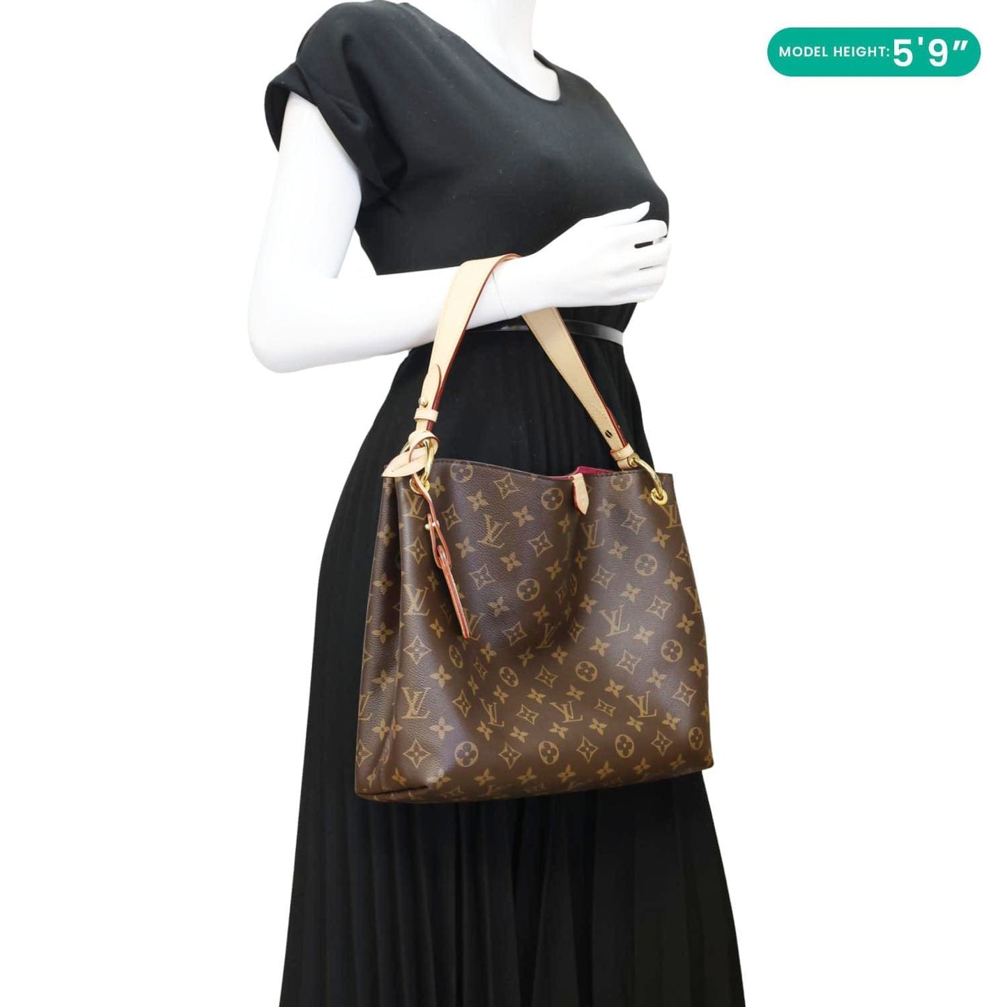 LOUIS VUITTON Graceful PM Monogram Canvas Hobo Shoulder Bag Brown