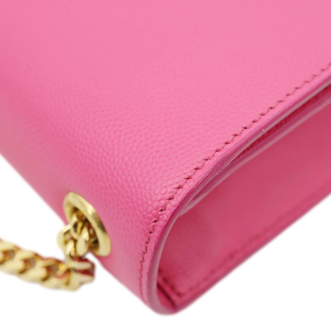 YVES SAINT LAURENT Kate Small Pebbled Leather Chain Crossbody Bag Pink