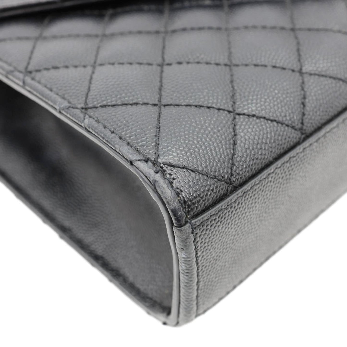 YVES SAINT LAURENT Envelope Medium Mix Matelasse Leather Shoulder Bag Black