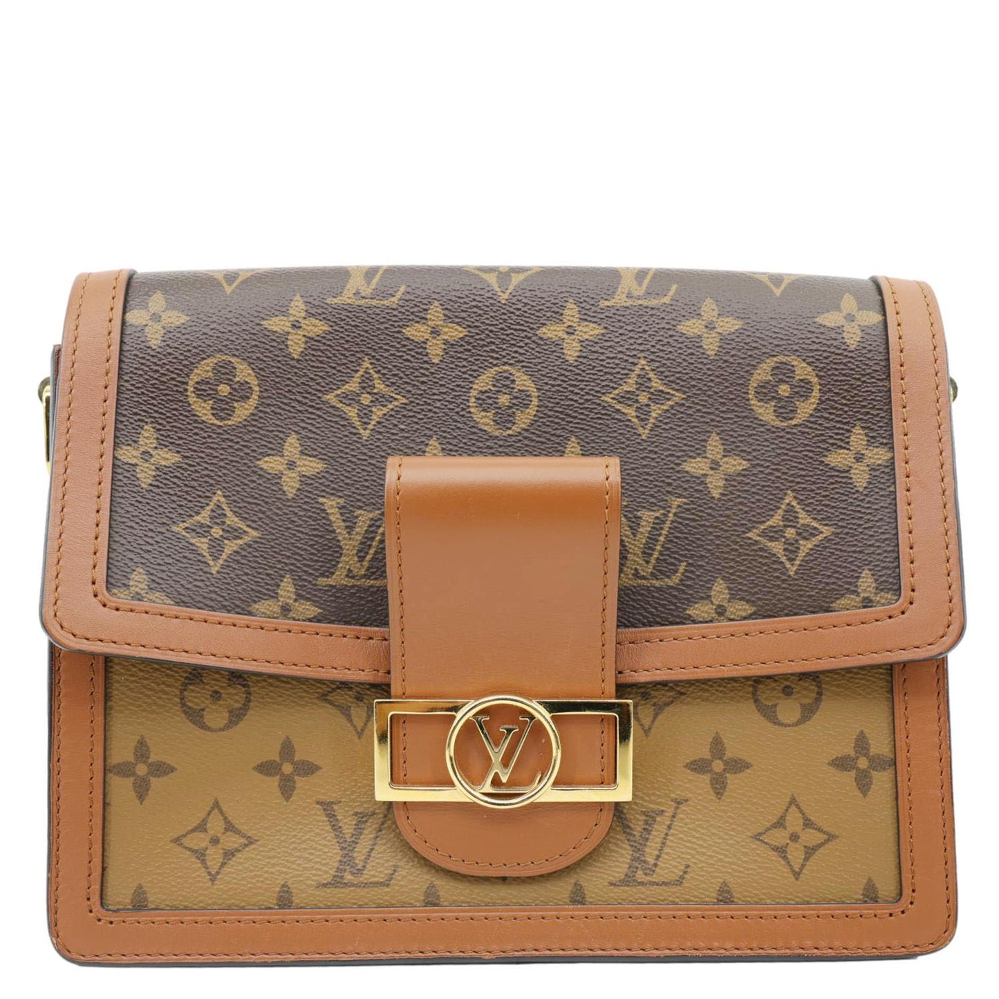 LOUIS VUITTON Dauphine MM Monogram Reverse Canvas Shoulder Bag Brown