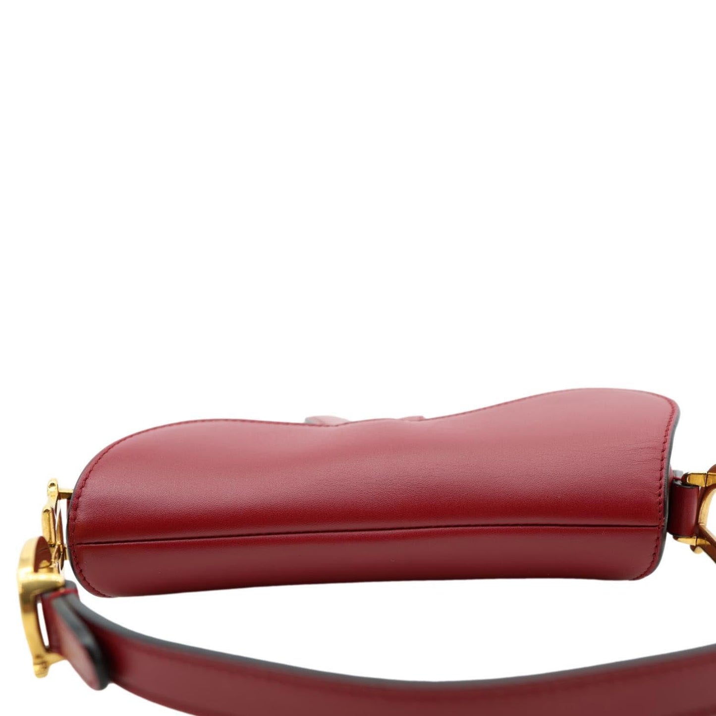CHRISTIAN DIOR Saddle Smooth Leather Shoulder Bag Maroon