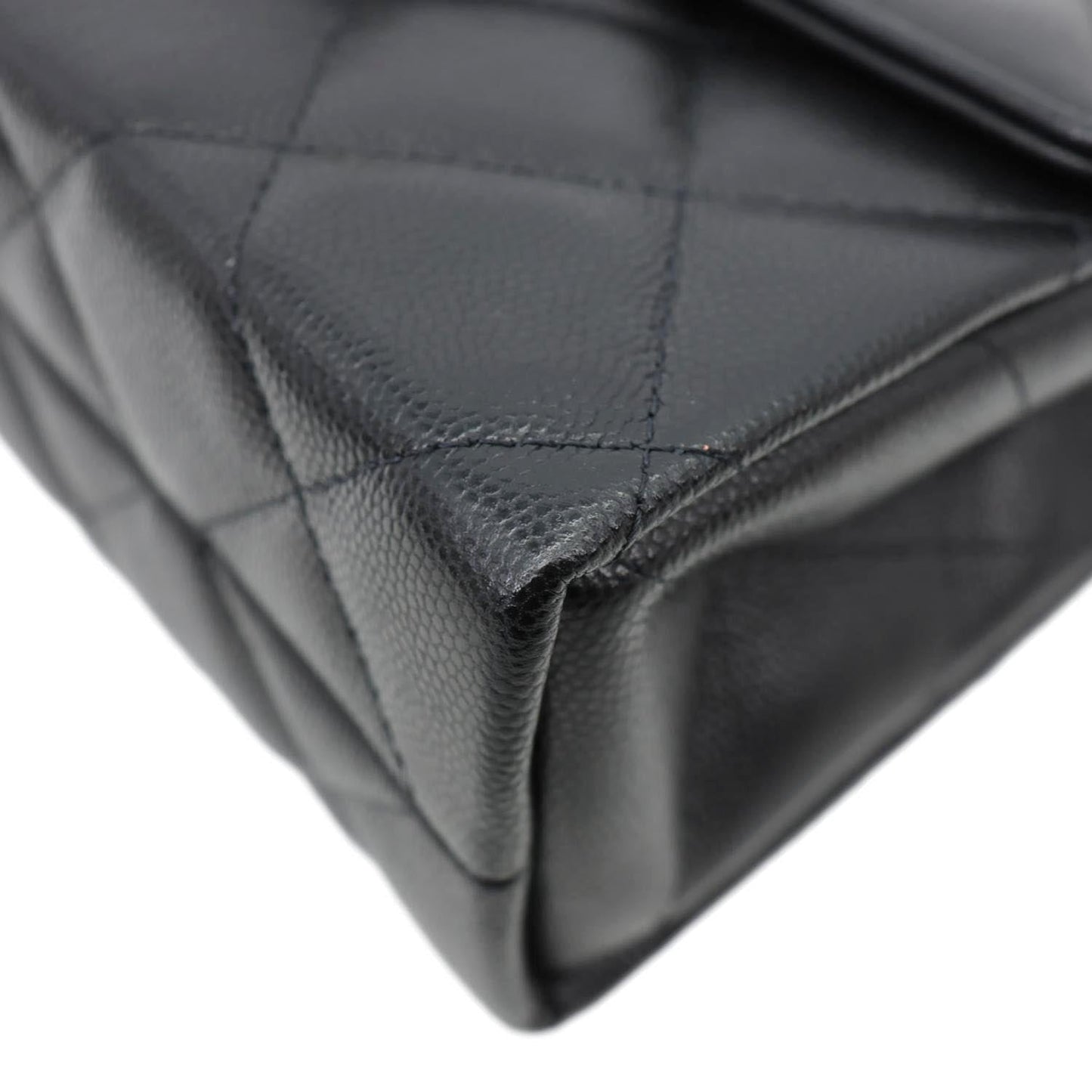 CHANEL Retro Twist Mini Quilted Caviar Leather Top Handle Shoulder Bag Black