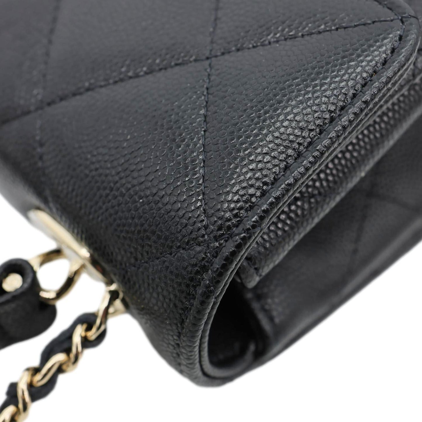 CHANEL Retro Twist Mini Quilted Caviar Leather Top Handle Shoulder Bag Black