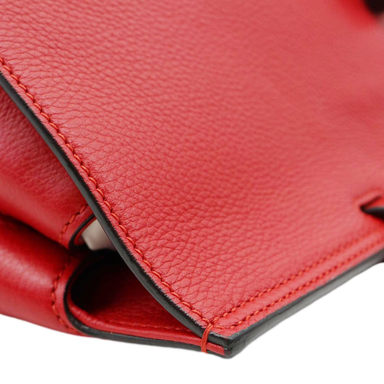 GUCCI Bamboo Daily Large Leather Top Handle Shoulder Bag Red 370830