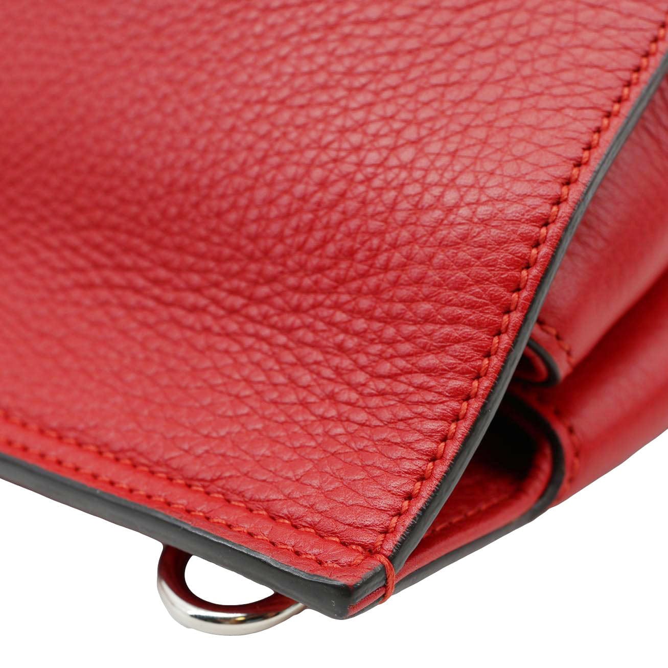GUCCI Bamboo Daily Large Leather Top Handle Shoulder Bag Red 370830