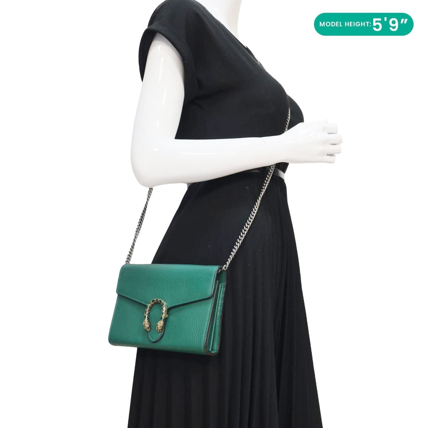 GUCCI Dionysus Crystal Mini Dollar Calfskin Leather Crossbody Bag Green 401231