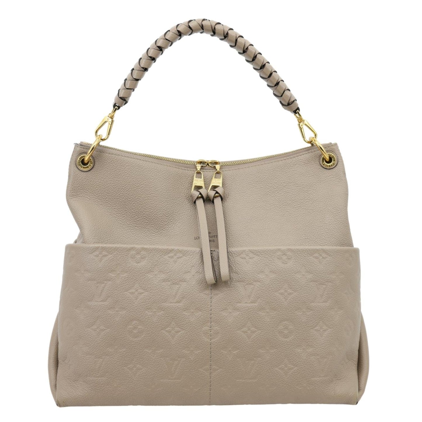 LOUIS VUITTON Maida Monogram Empreinte Leather Hobo Shoulder Bag Beige