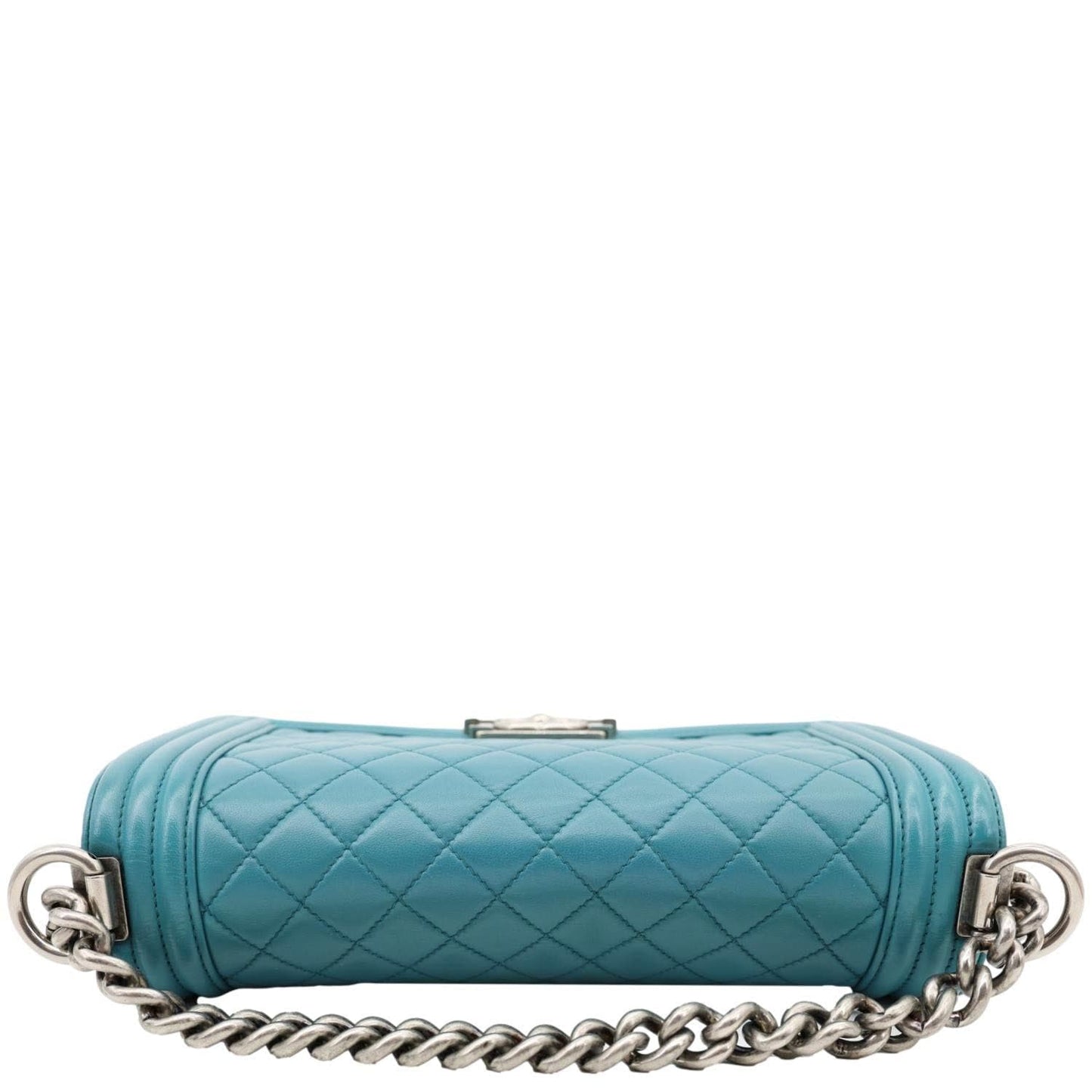 CHANEL Boy Flap Medium Quilted Leather Crossbody Bag Teal