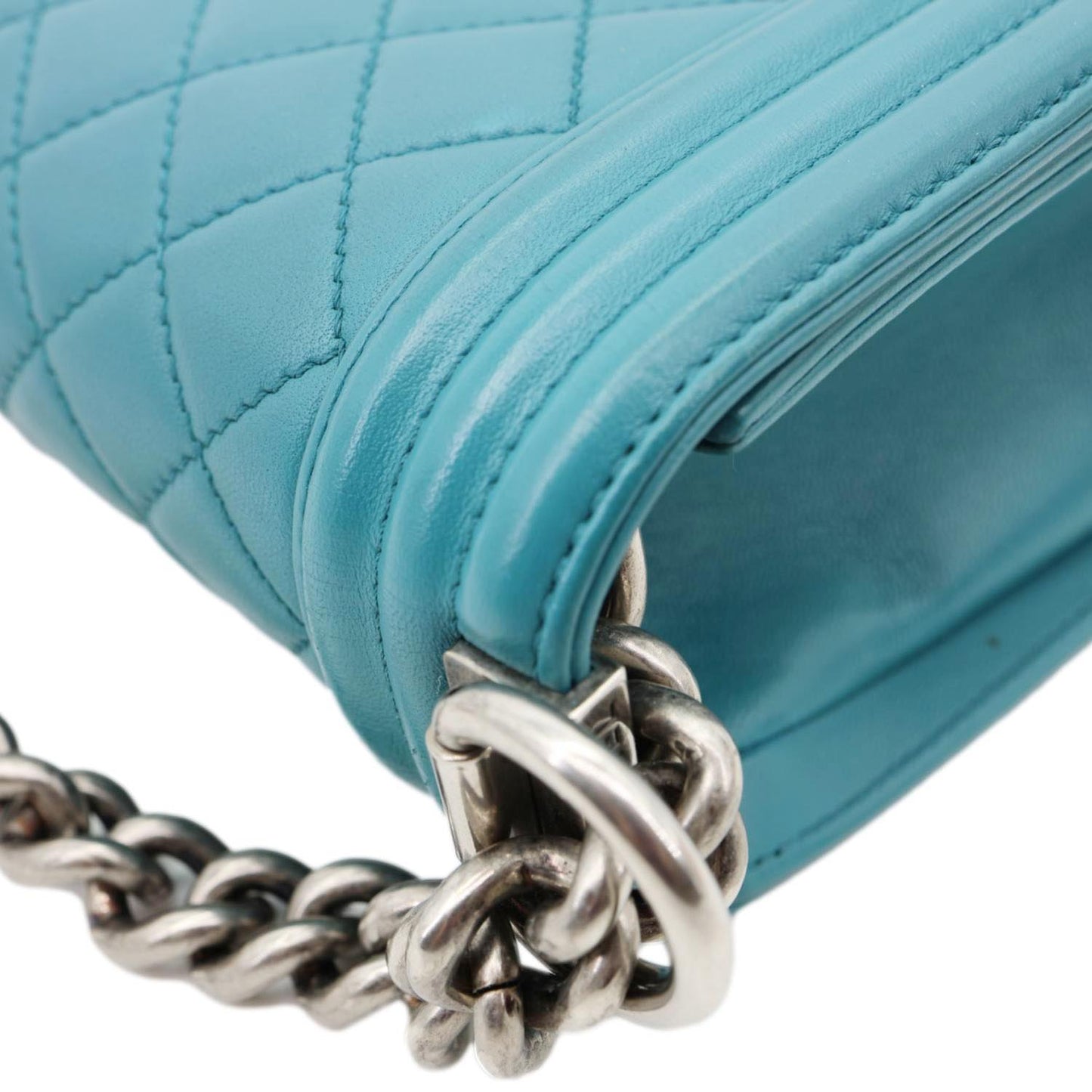 CHANEL Boy Flap Medium Quilted Leather Crossbody Bag Teal