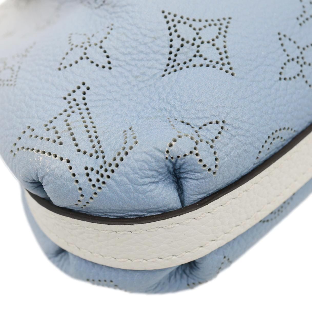 LOUIS VUITTON Scala Mini Monogram Mahina Perforated Leather Pouch Light Blue