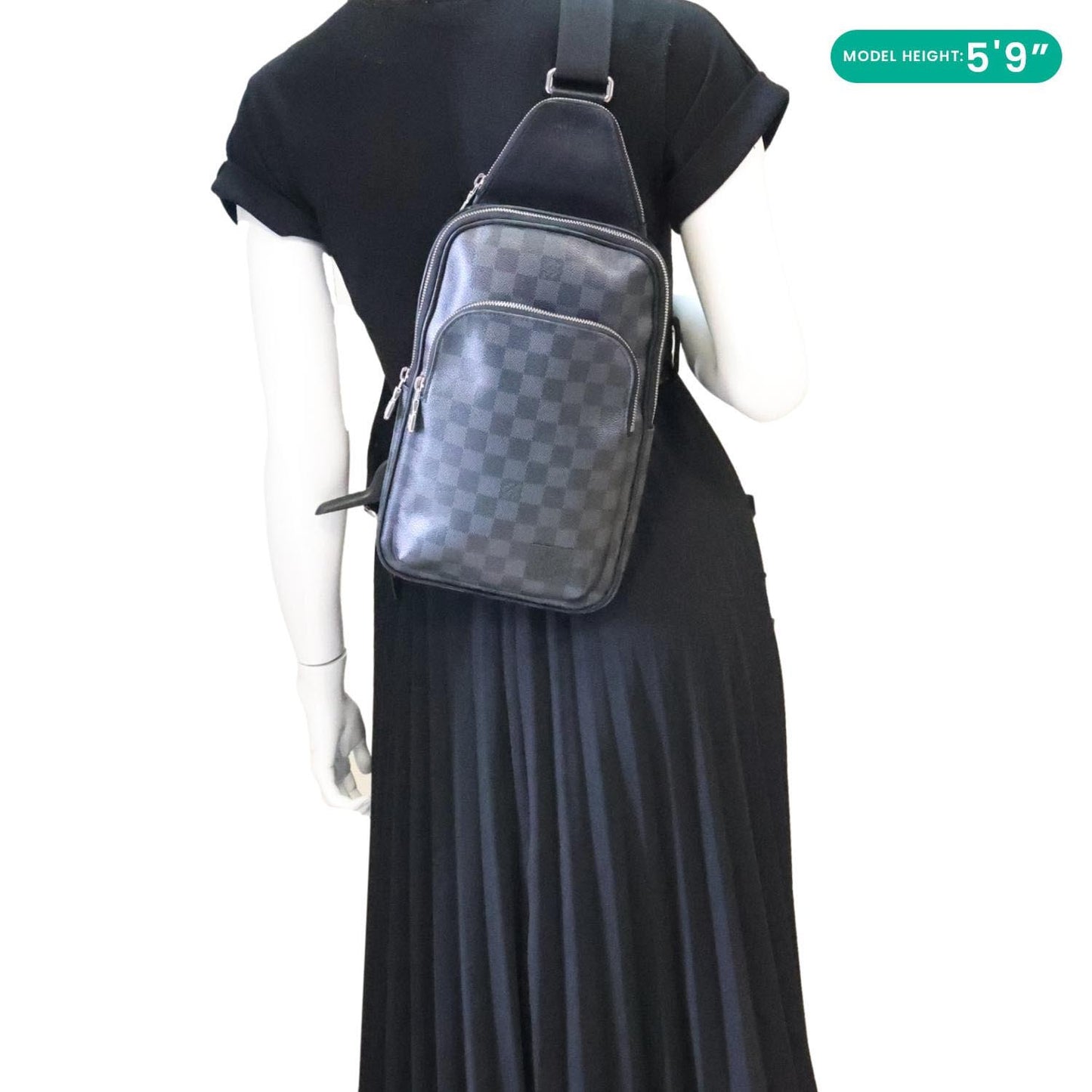LOUIS VUITTON Avenue Sling Damier Graphite Backpack Bag Black