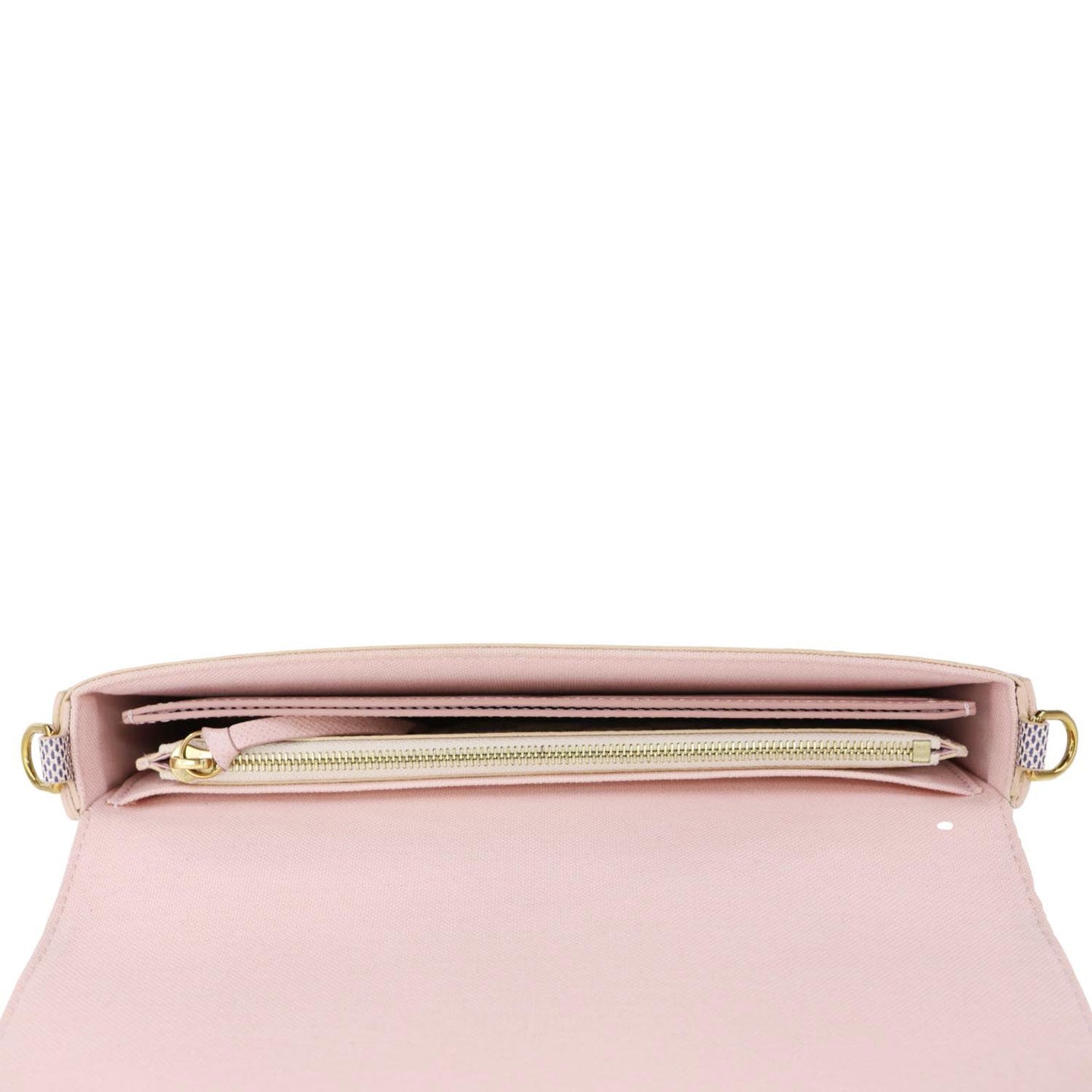 LOUIS VUITTON Felicie Pochette Damier Azur Crossbody Bag Rose Ballerine