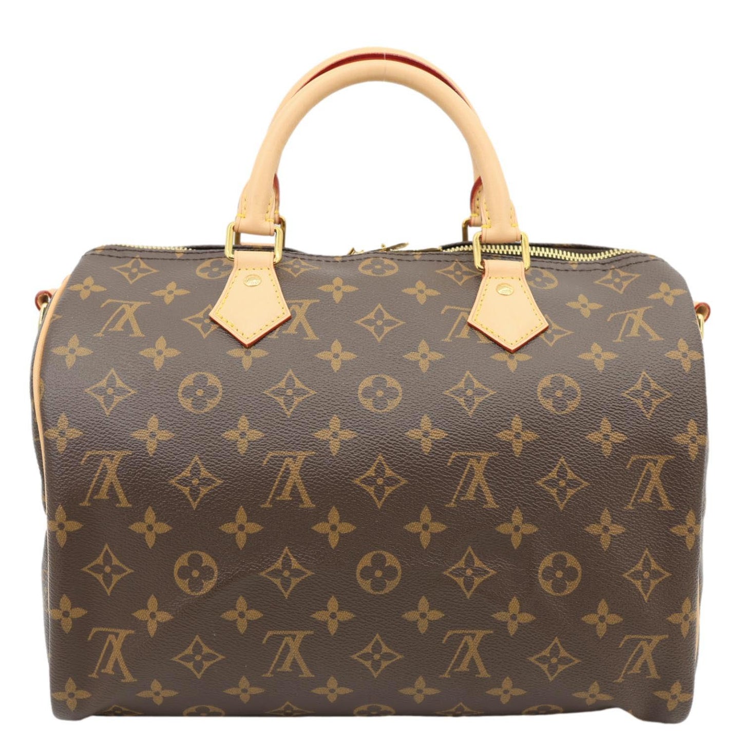 LOUIS VUITTON Speedy 30 Monogram Canvas Satchel Bag Brown