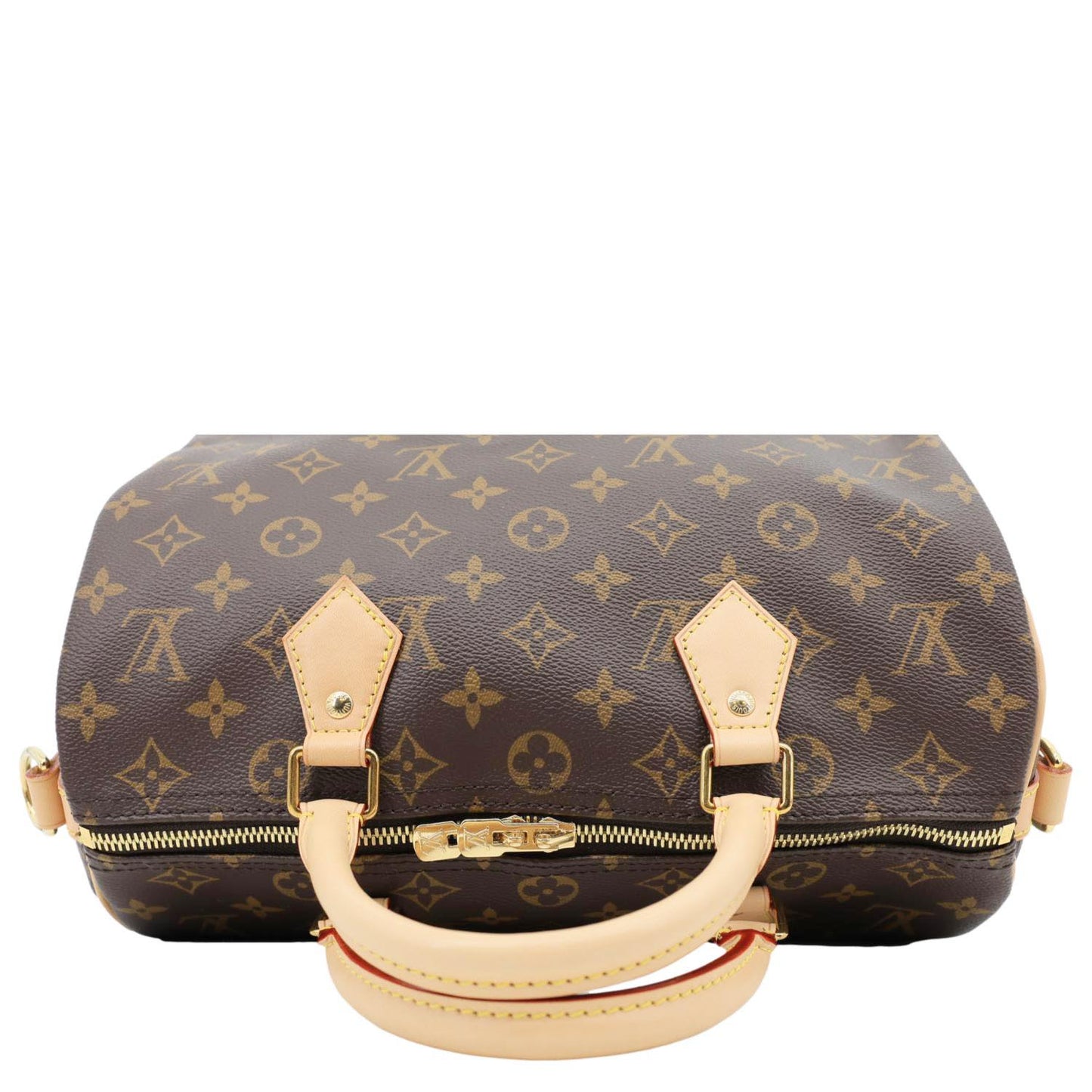 LOUIS VUITTON Speedy 30 Monogram Canvas Satchel Bag Brown