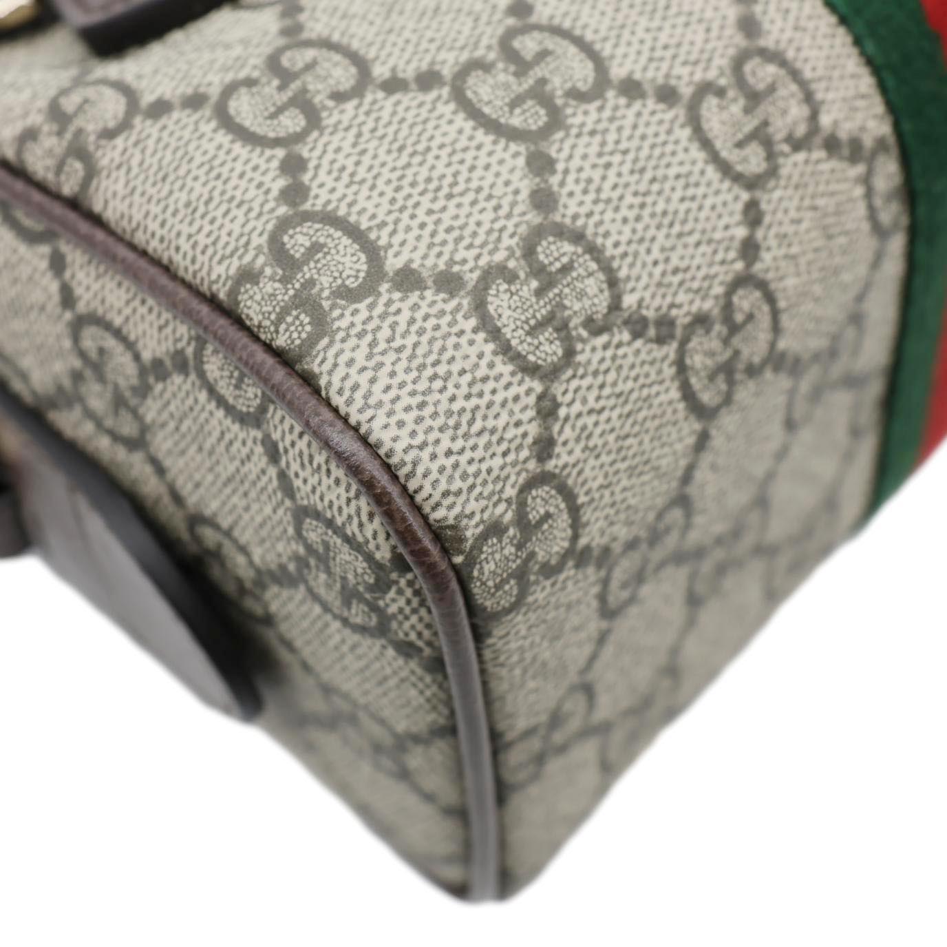 GUCCI Ophidia Mini GG Supreme Canvas Boston Shoulder Bag Beige 838478