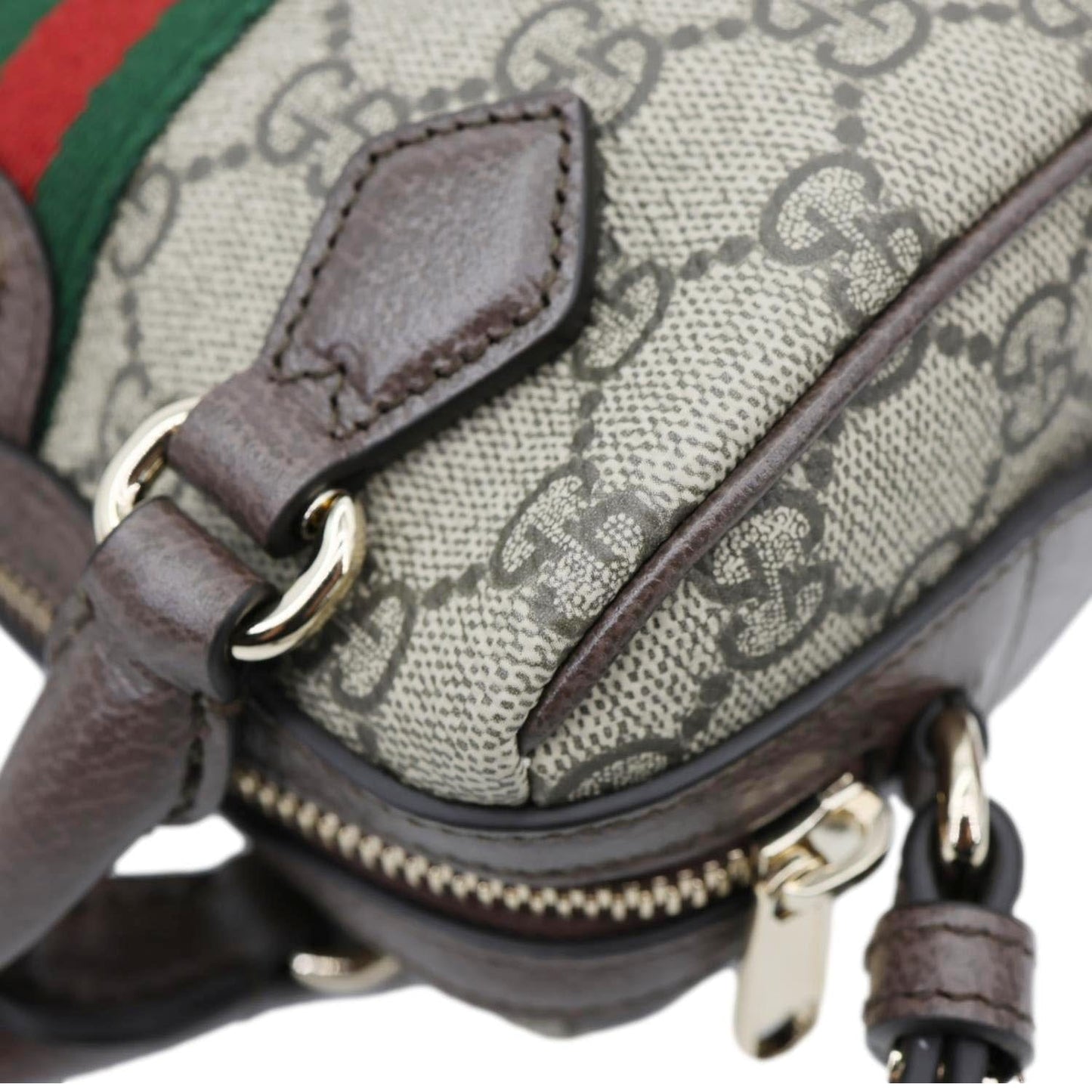 GUCCI Ophidia Mini GG Supreme Canvas Boston Shoulder Bag Beige 838478