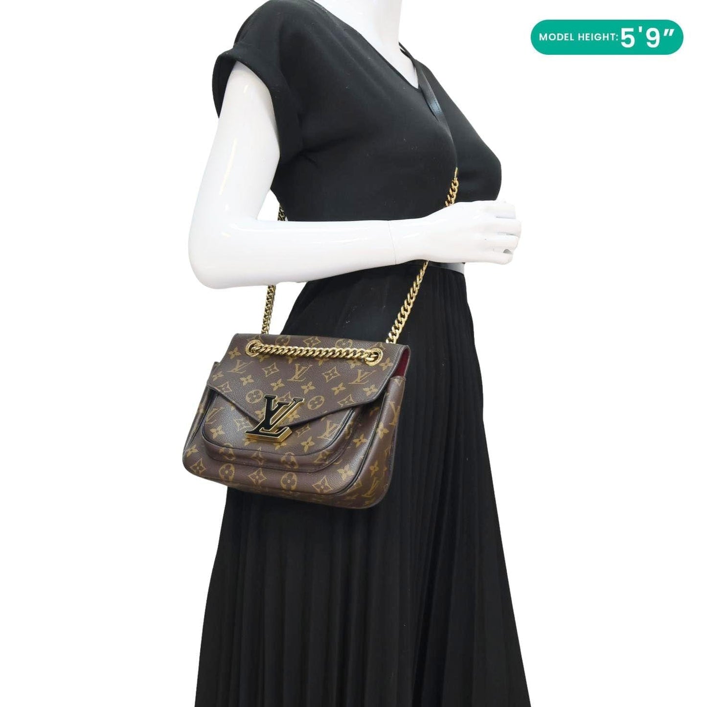 LOUIS VUITTON Passy NM Monogram Canvas Shoulder Bag Brown