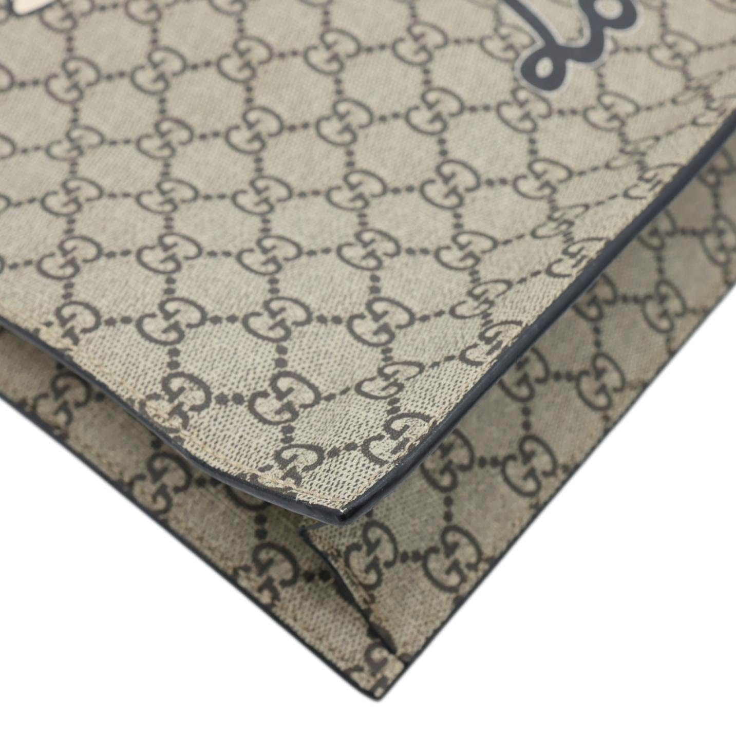 GUCCI Bee Blind For Love Print Soft GG Supreme Canvas Vertical Tote Bag Beige 450950