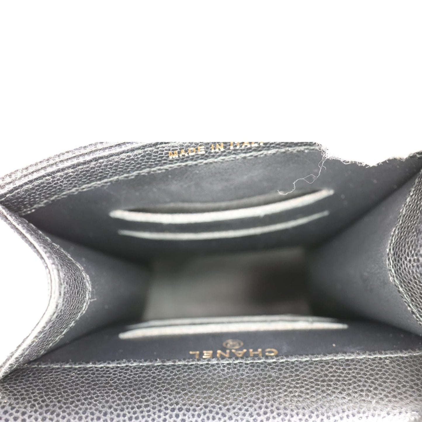 CHANEL Golden Class Quilted Caviar Leather Phone Holder Black