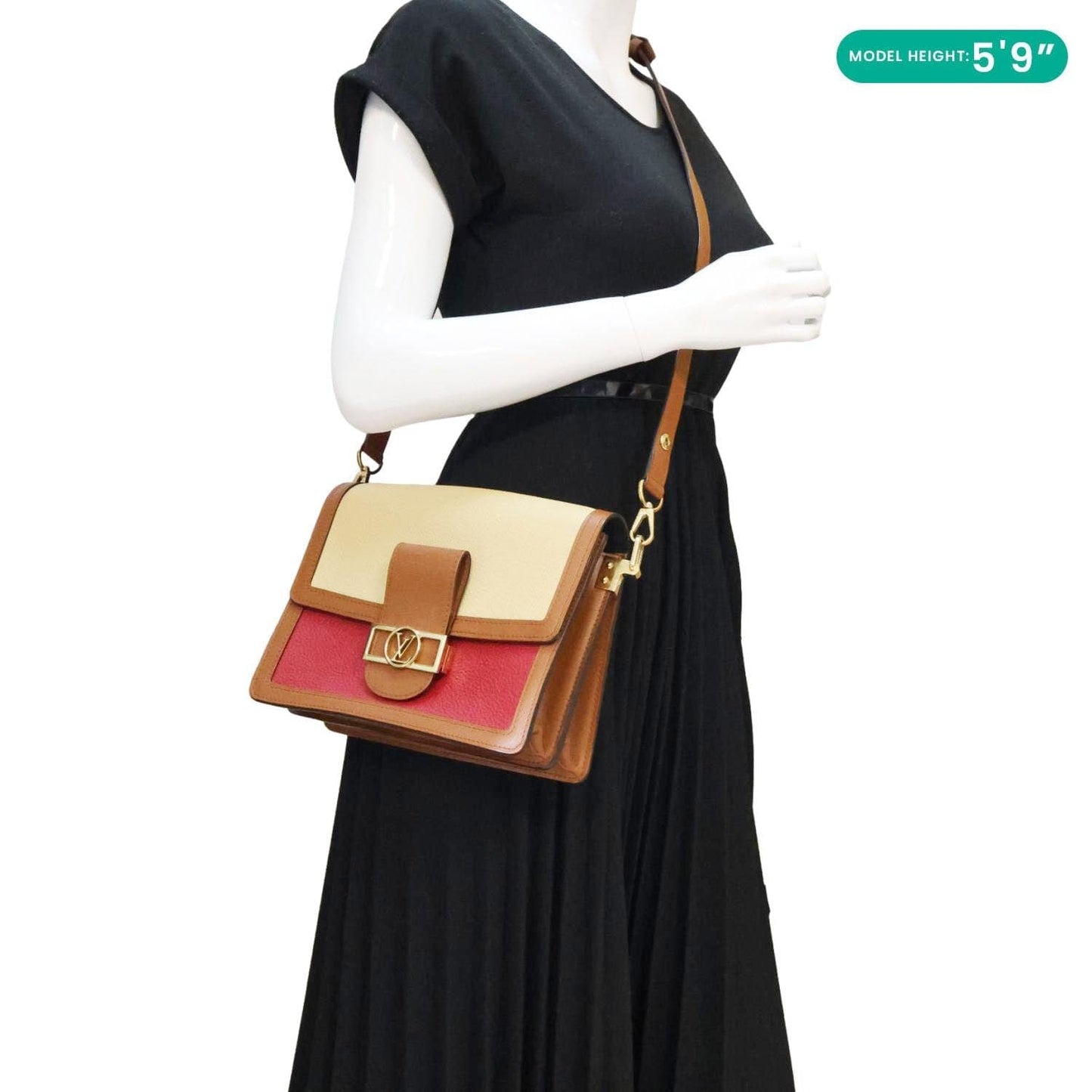 LOUIS VUITTON Dauphine Taurillon Leather Shoulder Bag Cream