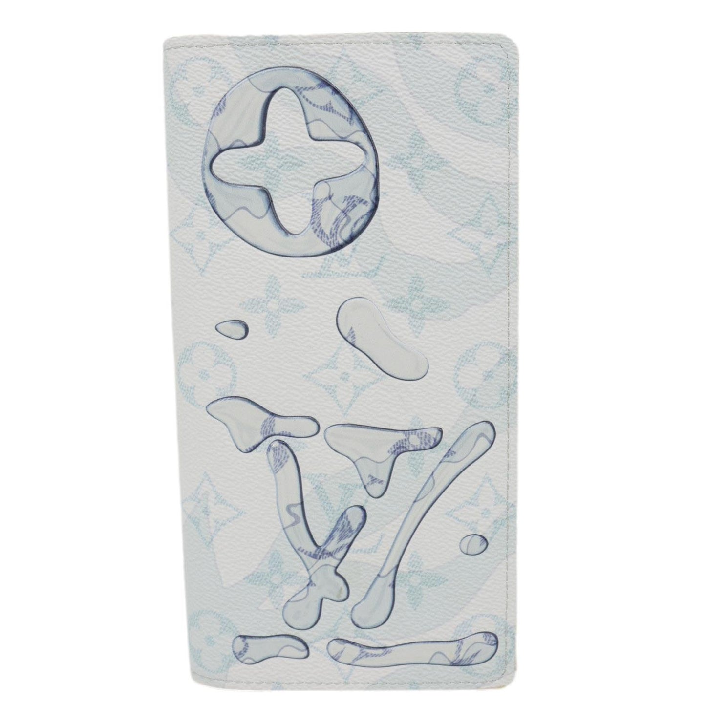 LOUIS VUITTON Brazza Monogram Aquagarden Canvas Wallet Light Blue