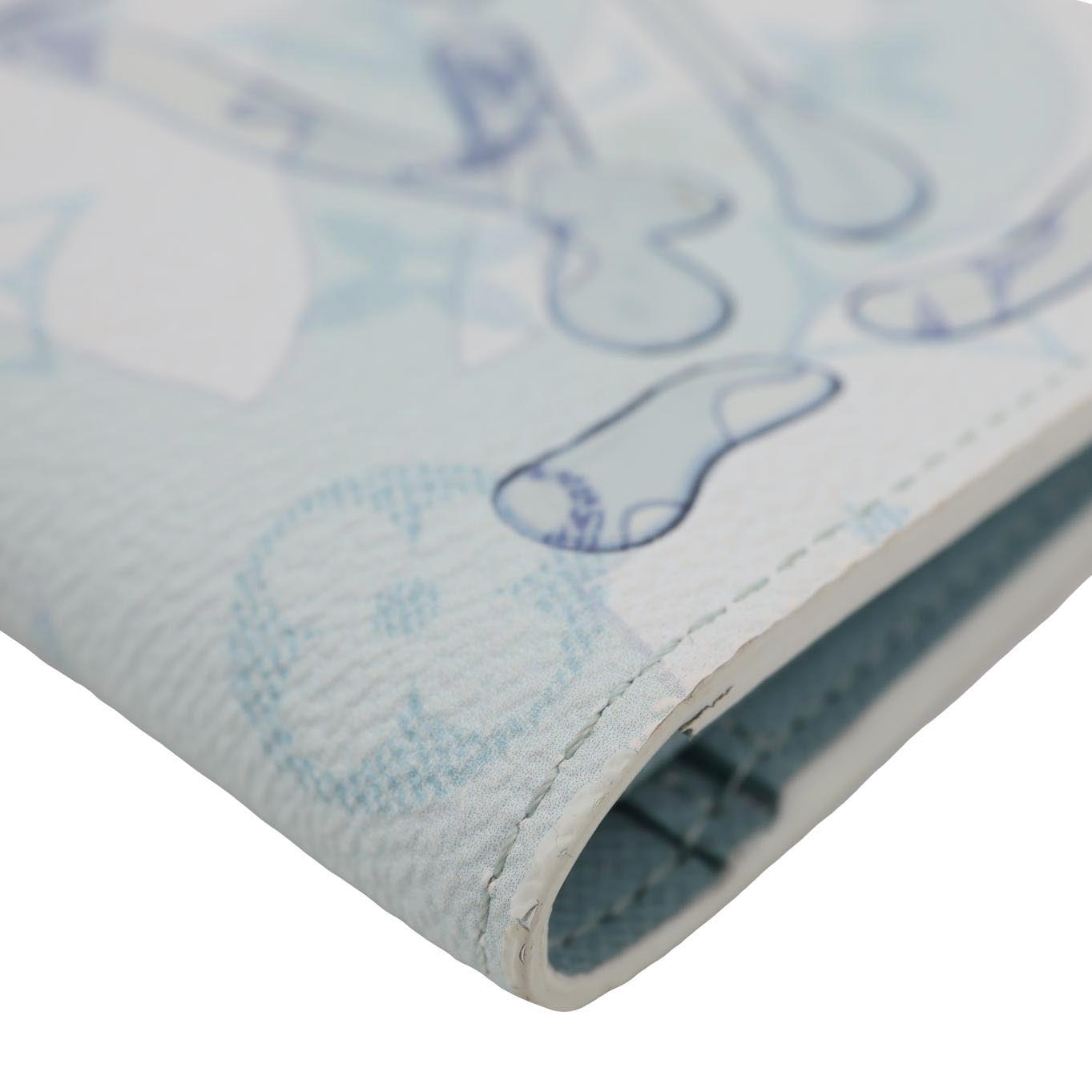 LOUIS VUITTON Brazza Monogram Aquagarden Canvas Wallet Light Blue