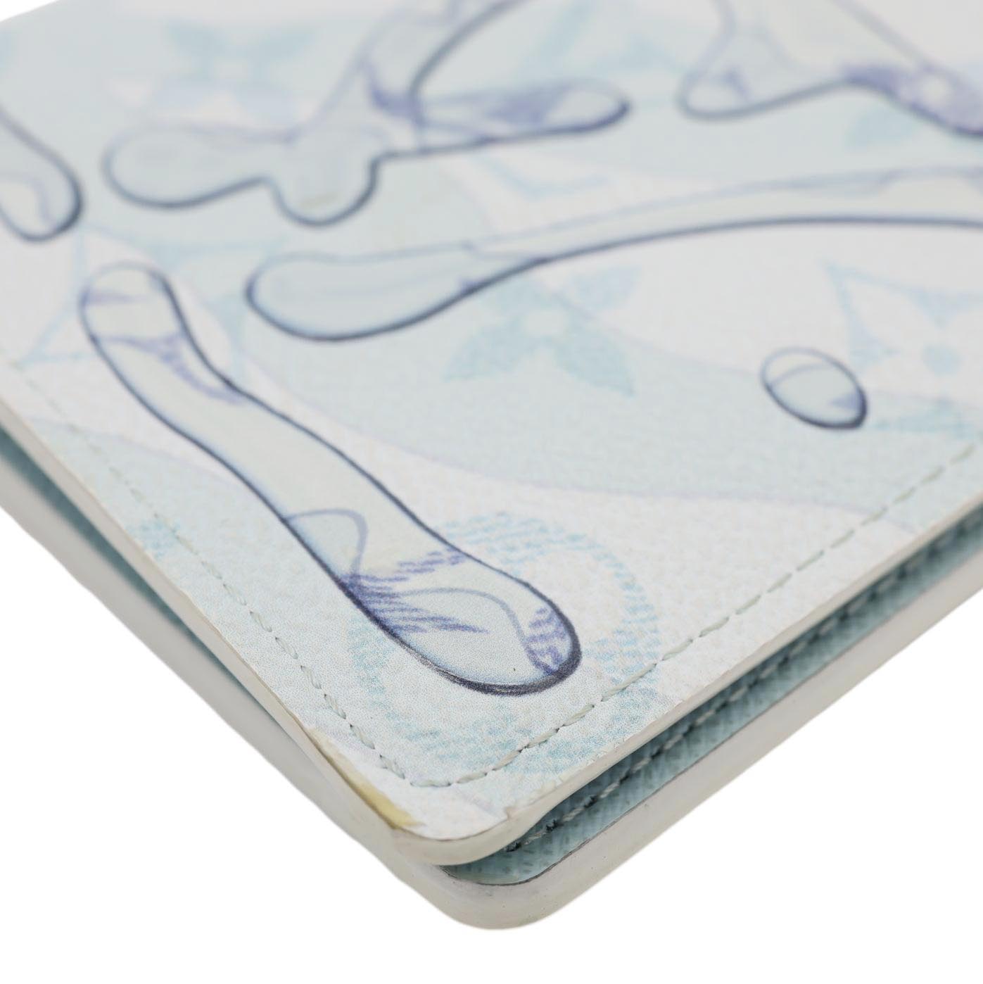 LOUIS VUITTON Brazza Monogram Aquagarden Canvas Wallet Light Blue