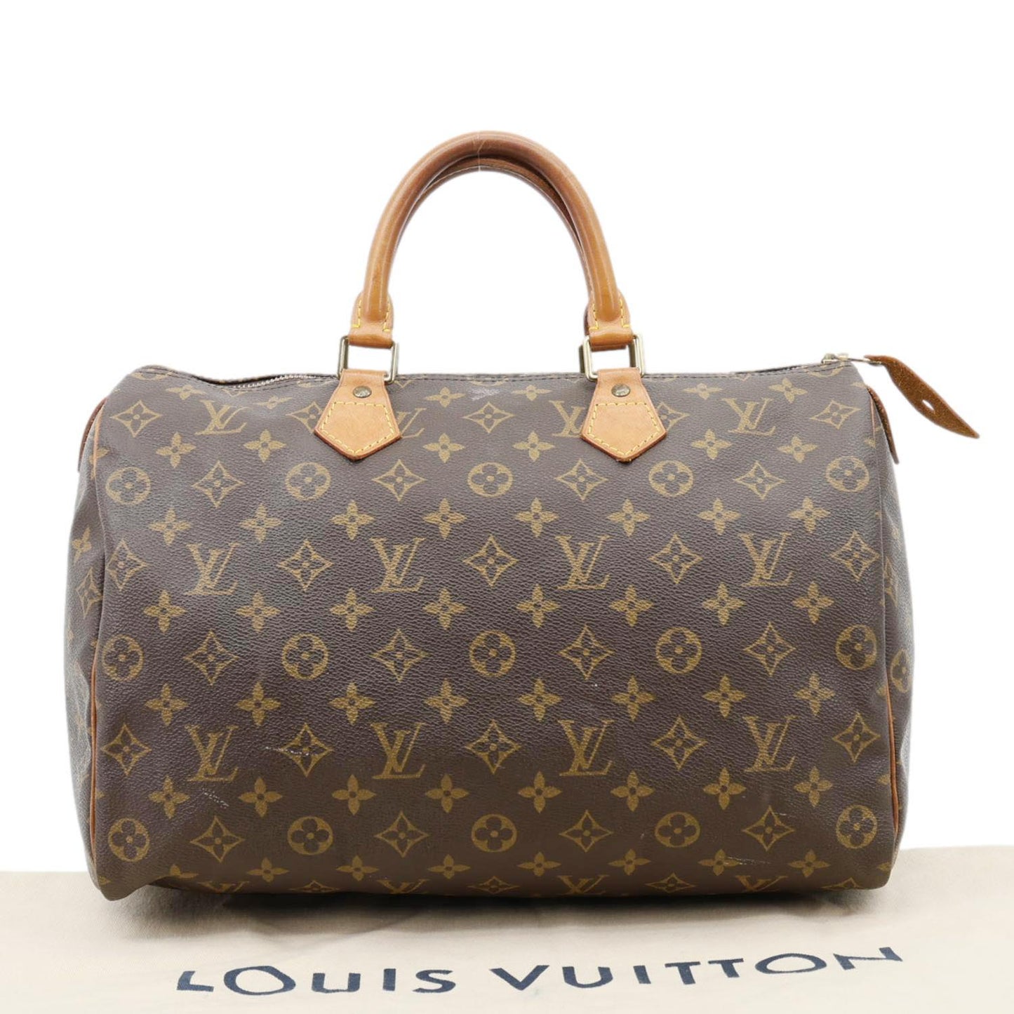LOUIS VUITTON Speedy 35 Monogram Canvas Satchel Bag Brown