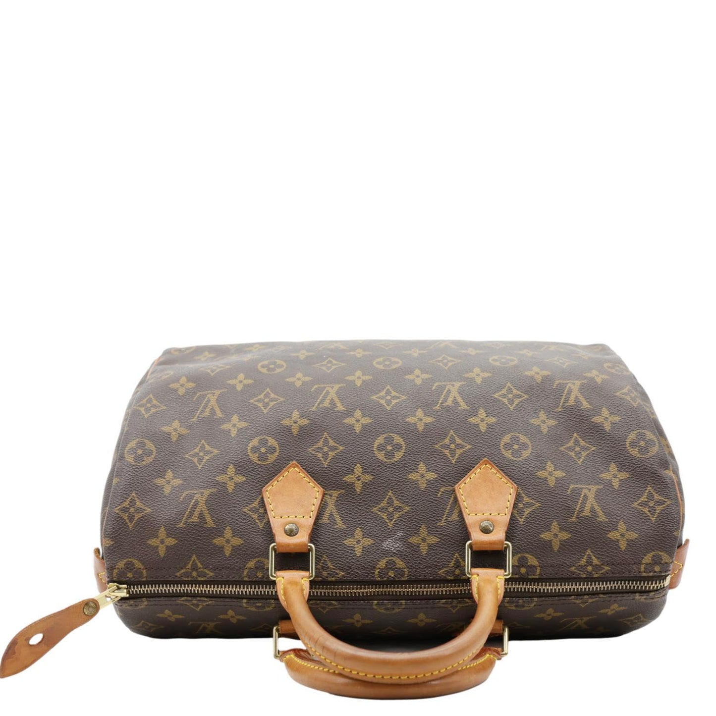 LOUIS VUITTON Speedy 35 Monogram Canvas Satchel Bag Brown