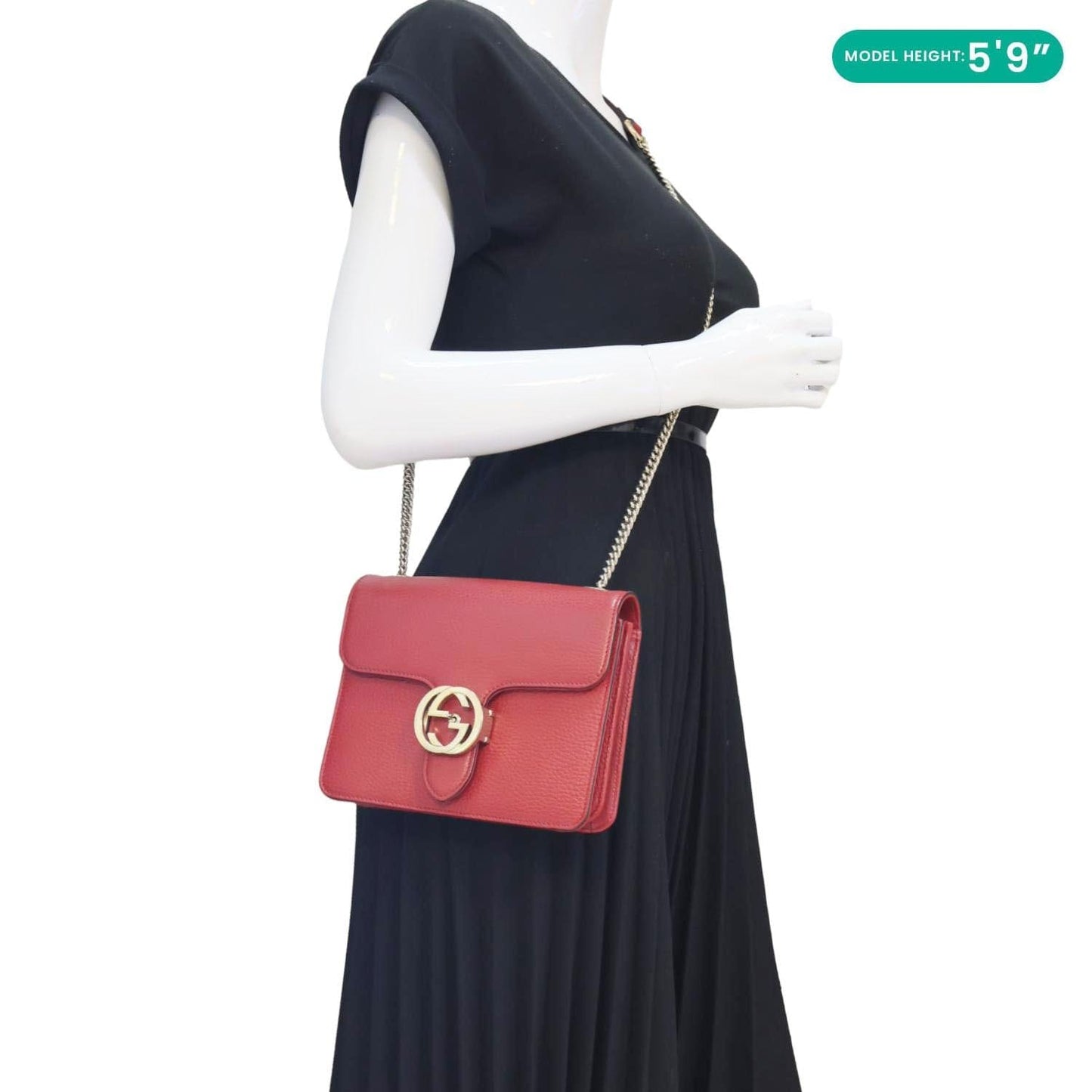 GUCCI Interlocking GG Small Dollar Calfskin Leather Crossbody Bag Red 510304