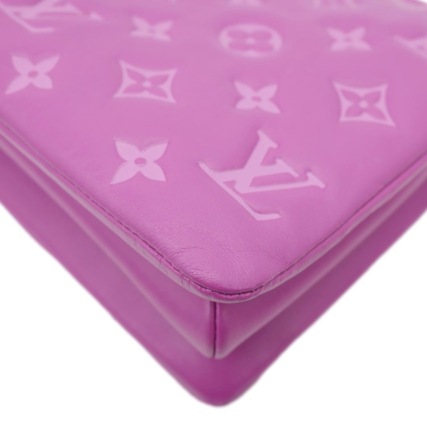 LOUIS VUITTON Coussin BB Monogram Embossed Leather Shoulder Bag Pink